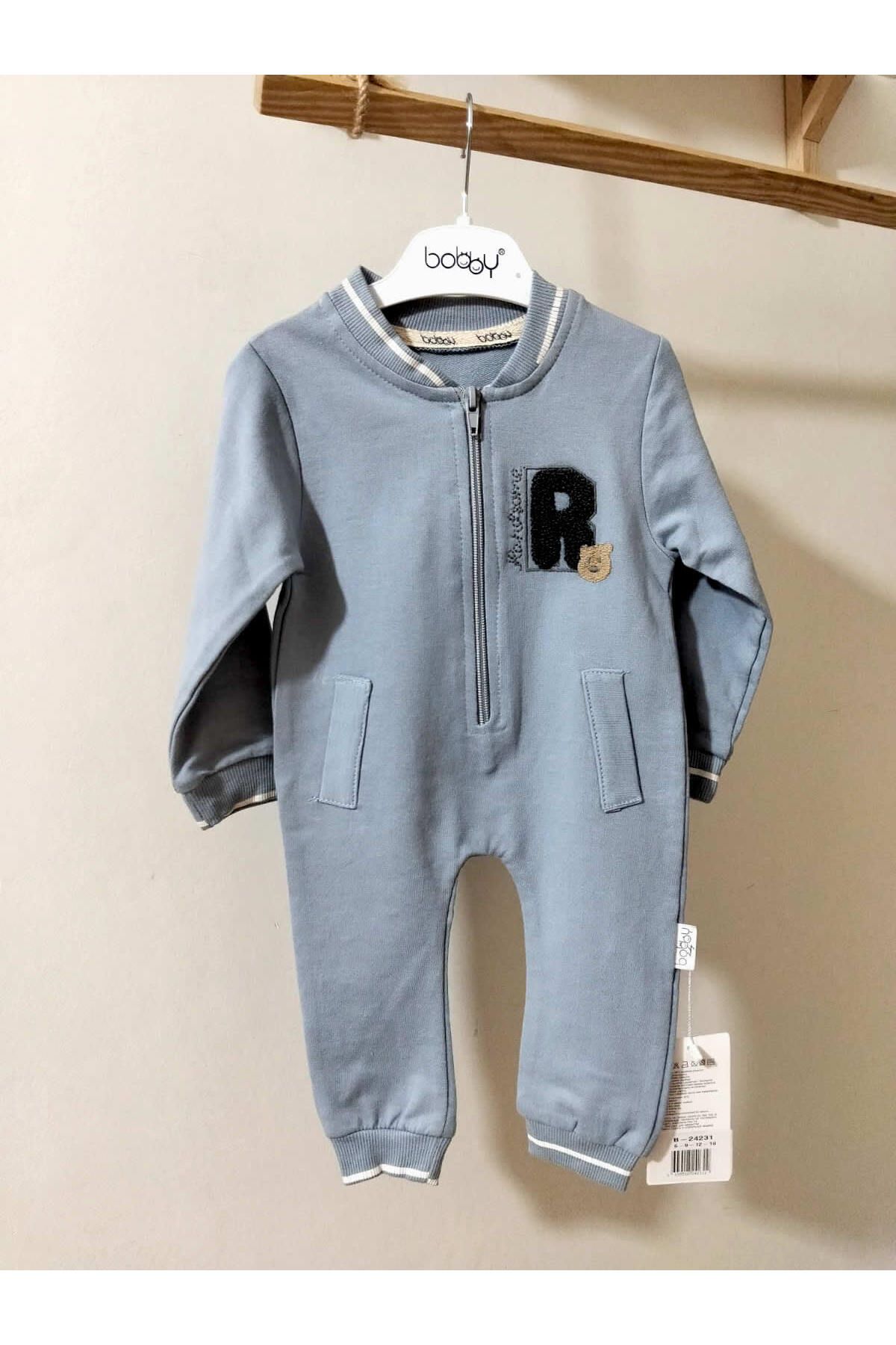 krm kerem bebe Hug Me Sırt Detaylı Boydan Fermuarlı Erkek Bebek Tulum