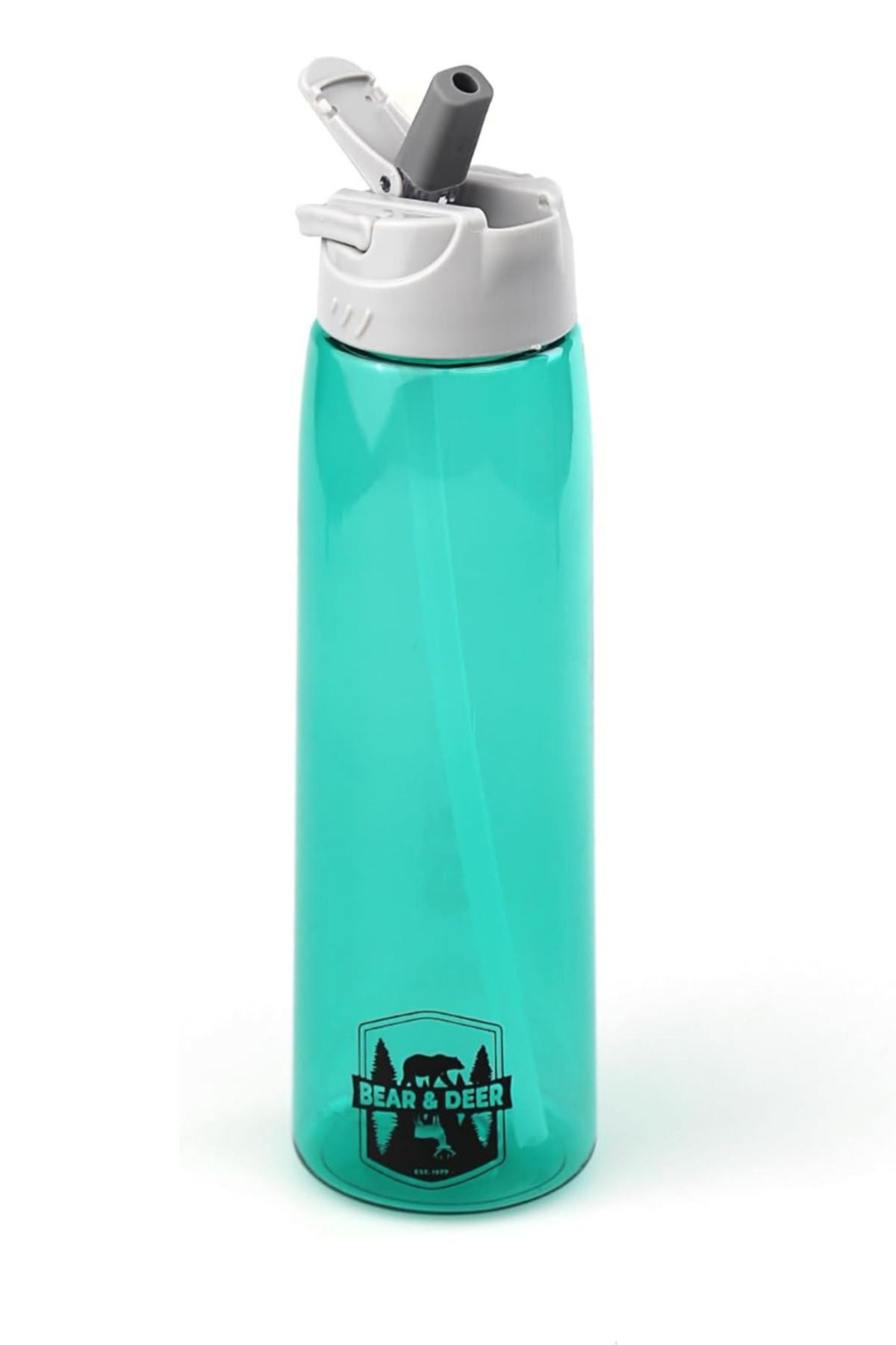 Bear & Deer Tritan Oynar Tutacaklı Pastel Yeşil Şeffaf Plastik Matara 750 ML - MT0005