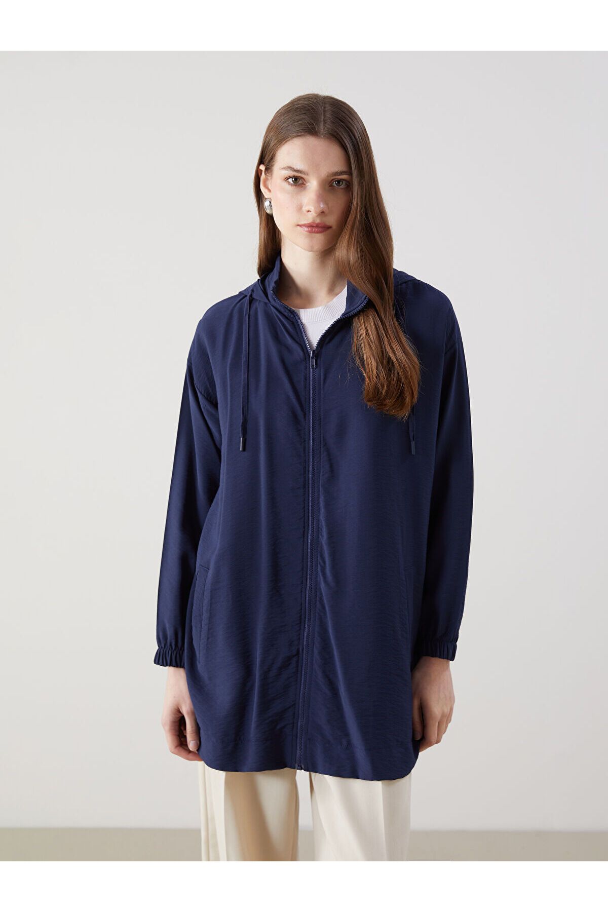 LC Waikiki Kapüşonlu Düz Oversize Kadın Tunik