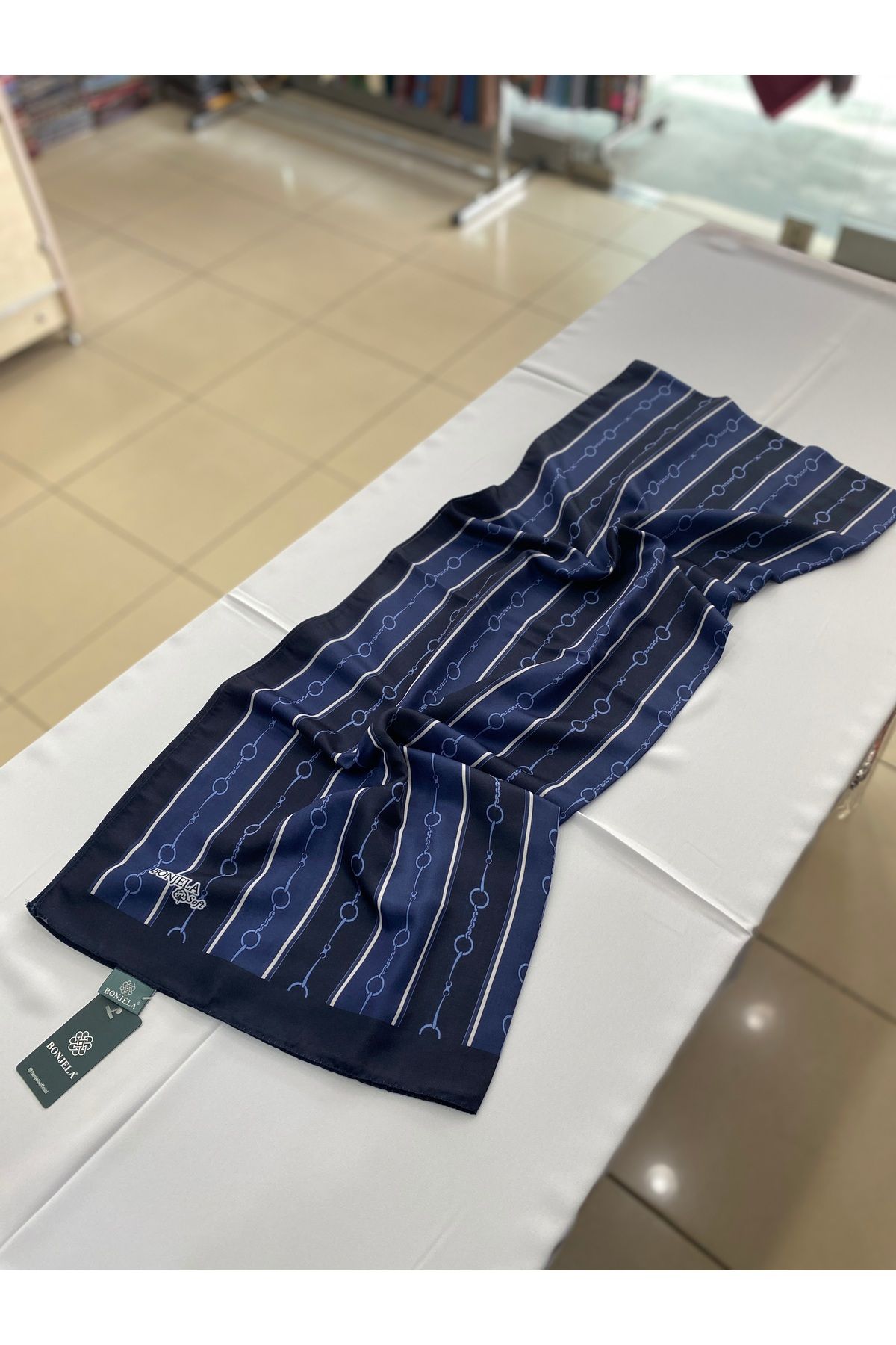 Bonjela Zincir Desen Pamuklu Soft Şal