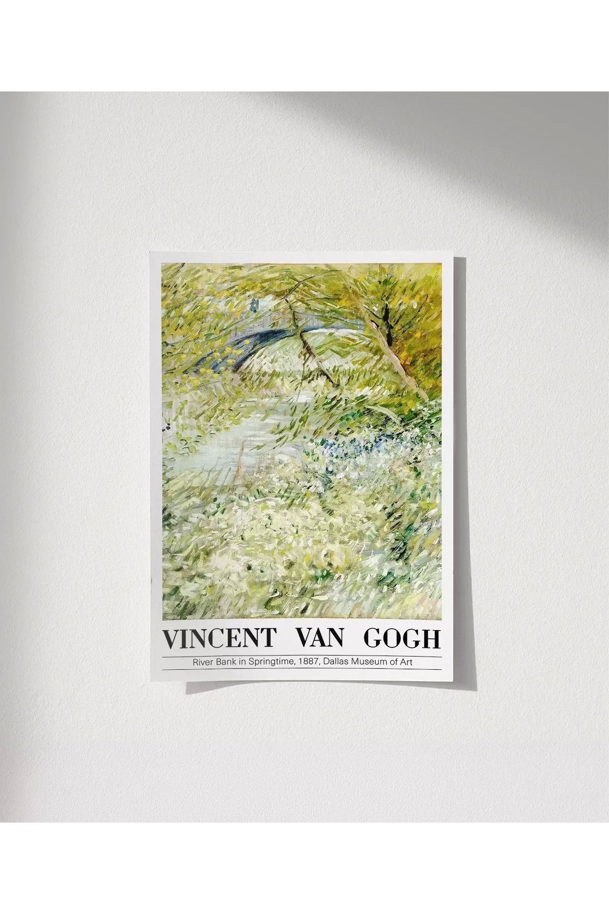 VOGLOO Çerçevesiz Poster Vincent Van Gogh Riverbank'da Bahar Vakti (2)