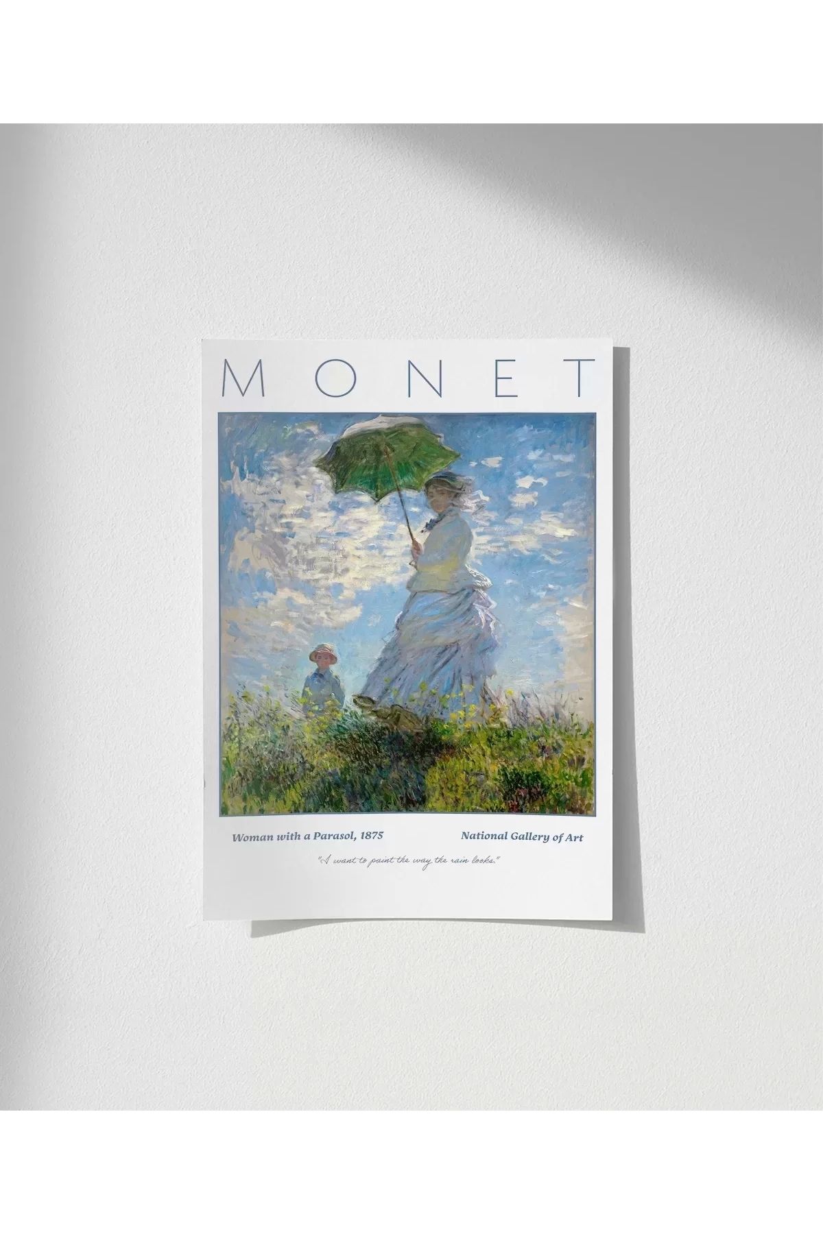VOGLOO Çerçevesiz Poster Claude Monet Şemsiyeli Kadın