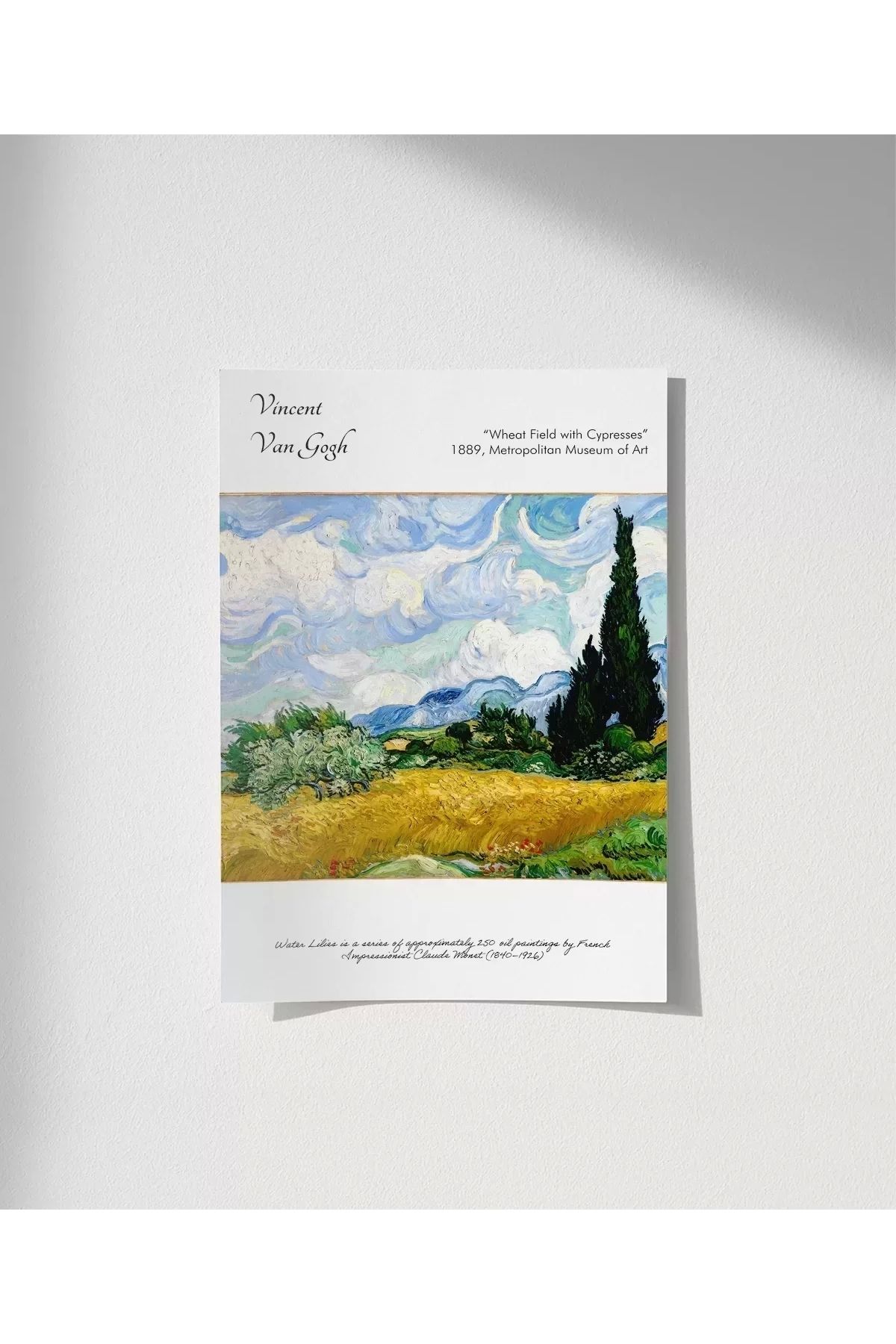 VOGLOO Çerçevesiz Poster Vincent Van Gogh Buğday Tarlası ve Selviler (2)