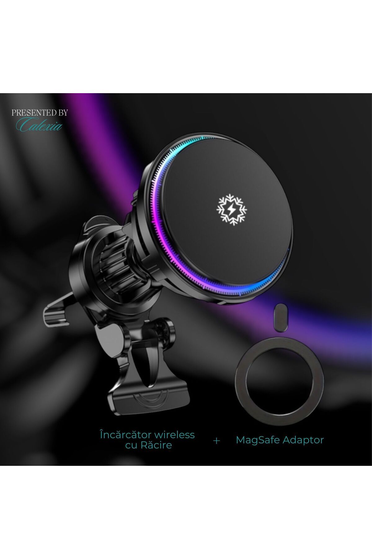 e-Wantay-Încărcător Auto Wireless X82, 15W, MagSafe, Magnetic, Răcire Activă, Prindere Ventilație, 2 în 1 2