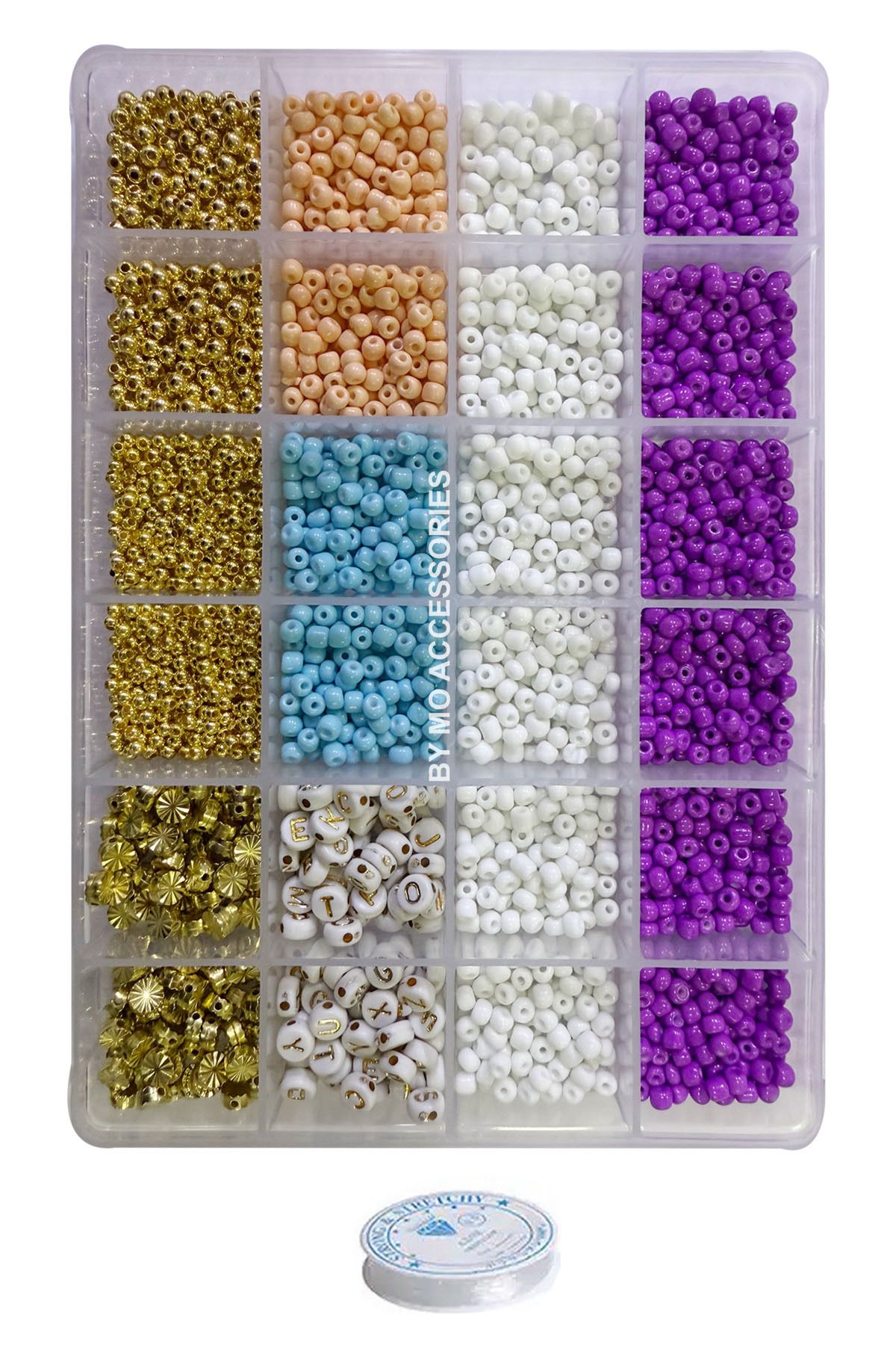 By MO Accessories Yeni Sezon Yaz Renklerinde Kum Harf ve Altın Ara Aparat Boncuklarla Takı Yapım Seti