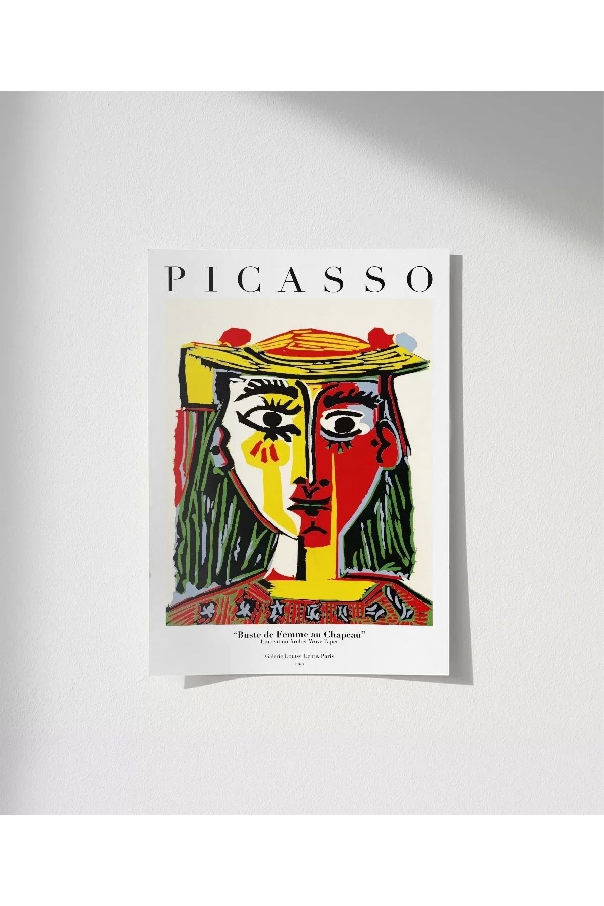 VOGLOO Çerçevesiz Poster Pablo Picasso Şapkalı Kadın Büstü