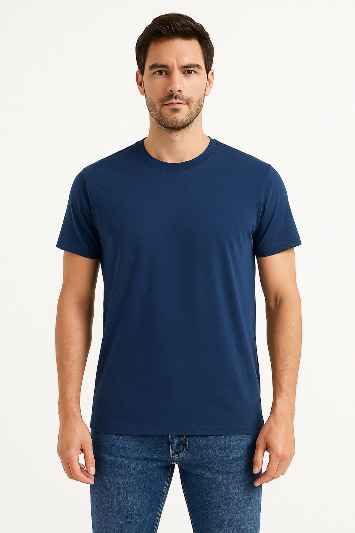 Zefira Lacivert Erkek Bisiklet Yaka t-shirt
