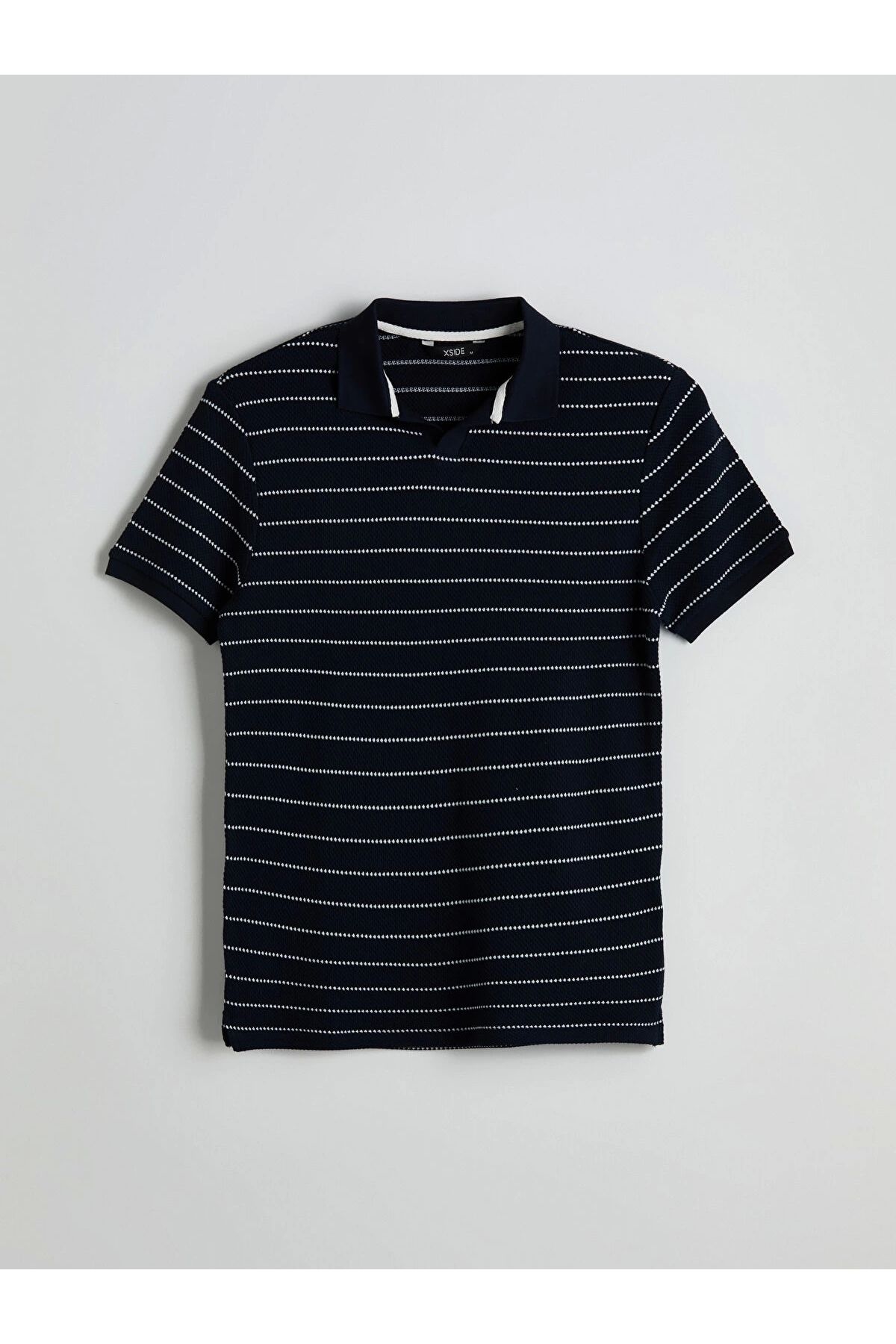 LC Waikiki XSIDE Lacivert Polo Yaka Çizgili Erkek Dokulu Tişört