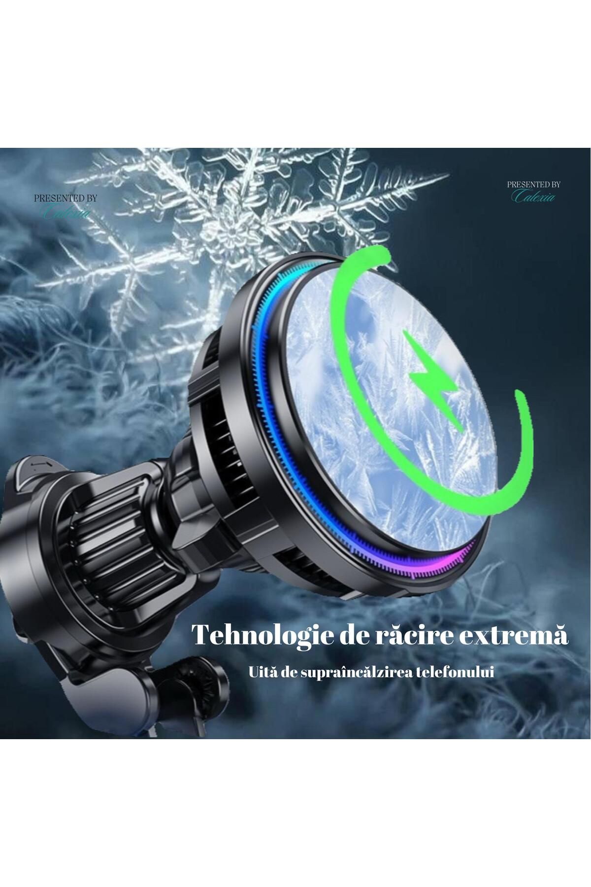 e-Wantay-Încărcător Auto Wireless X82, 15W, MagSafe, Magnetic, Răcire Activă, Prindere Ventilație, 2 în 1 3