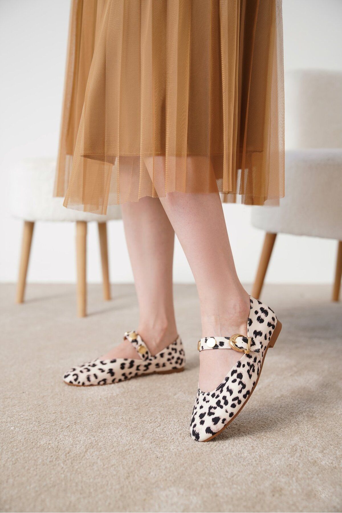 luuq shoes LORİNA Leopar Desenli Kadın Günlük Babet