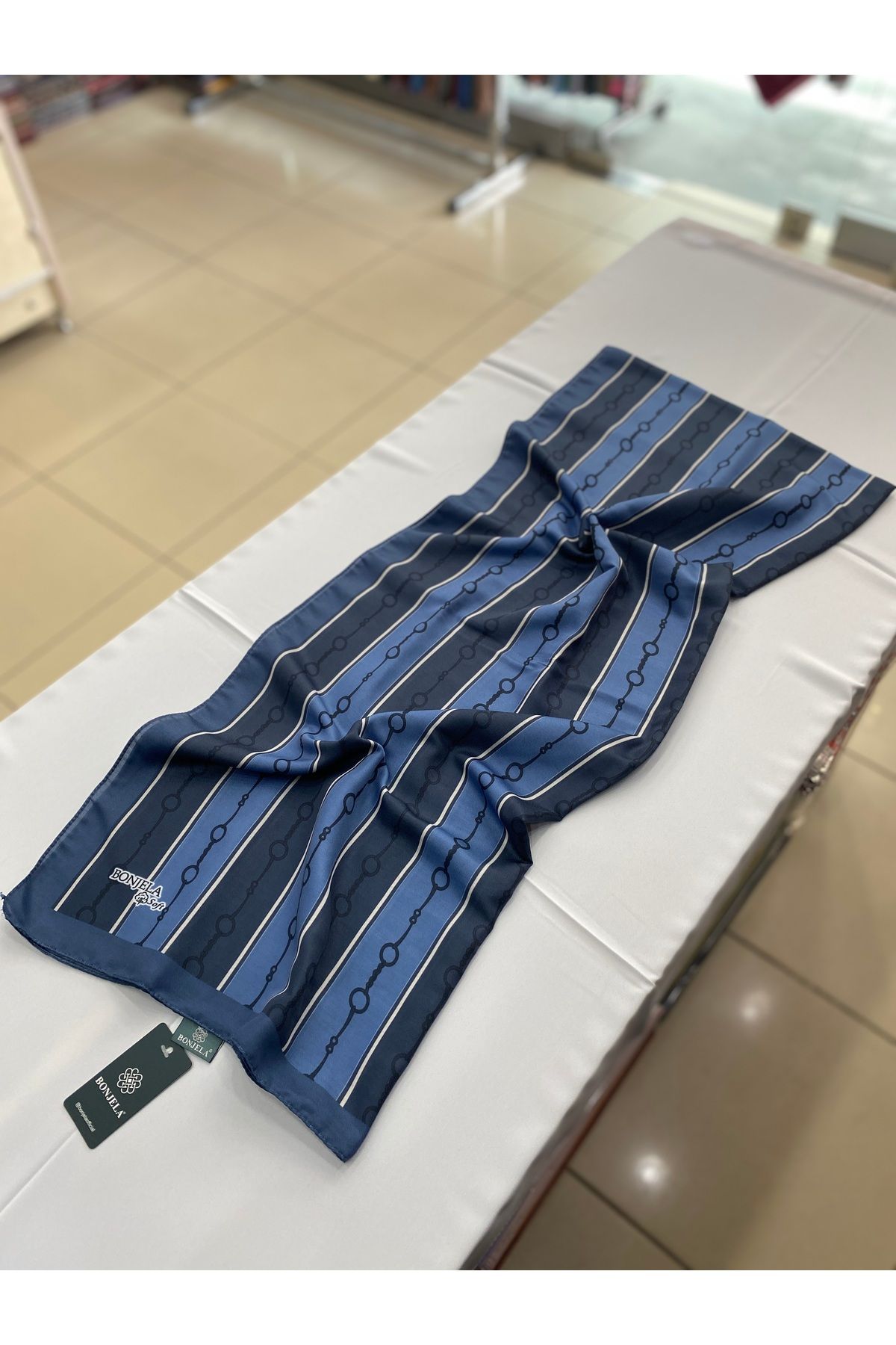 Bonjela Zincir Desen Pamuklu Soft Şal