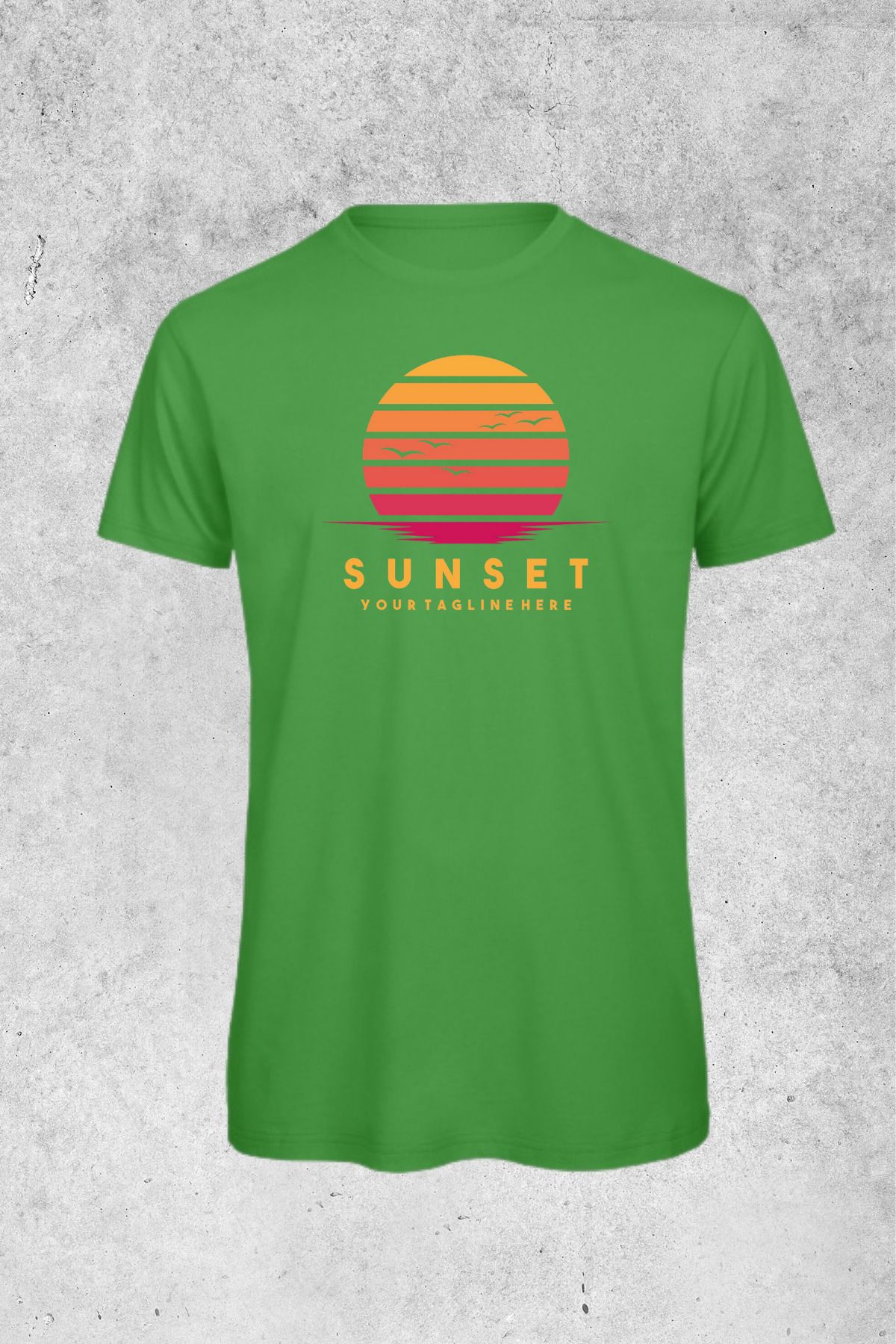 MOLICO Basic unisex sıfır yaka kısa kollu SUNSET baskılı tshirt