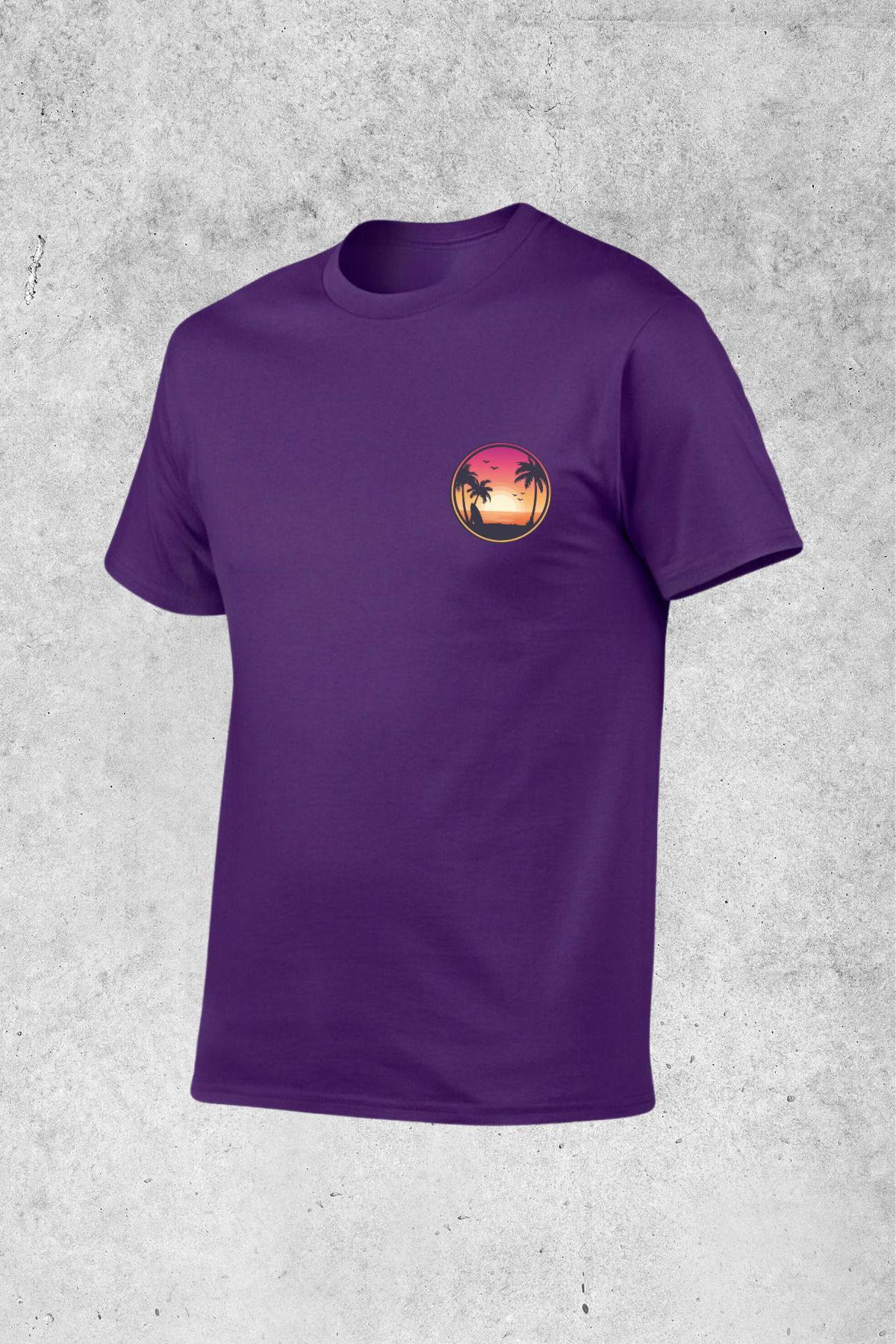 MOLICO Basic unisex sıfır yaka kısa kollu PALMİYE baskılı tshirt
