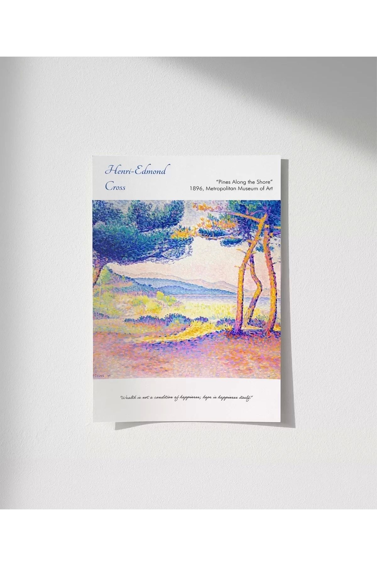 VOGLOO Çerçevesiz Poster Henri-Edmond Cross Kıyı Boyunca Çamlar 2