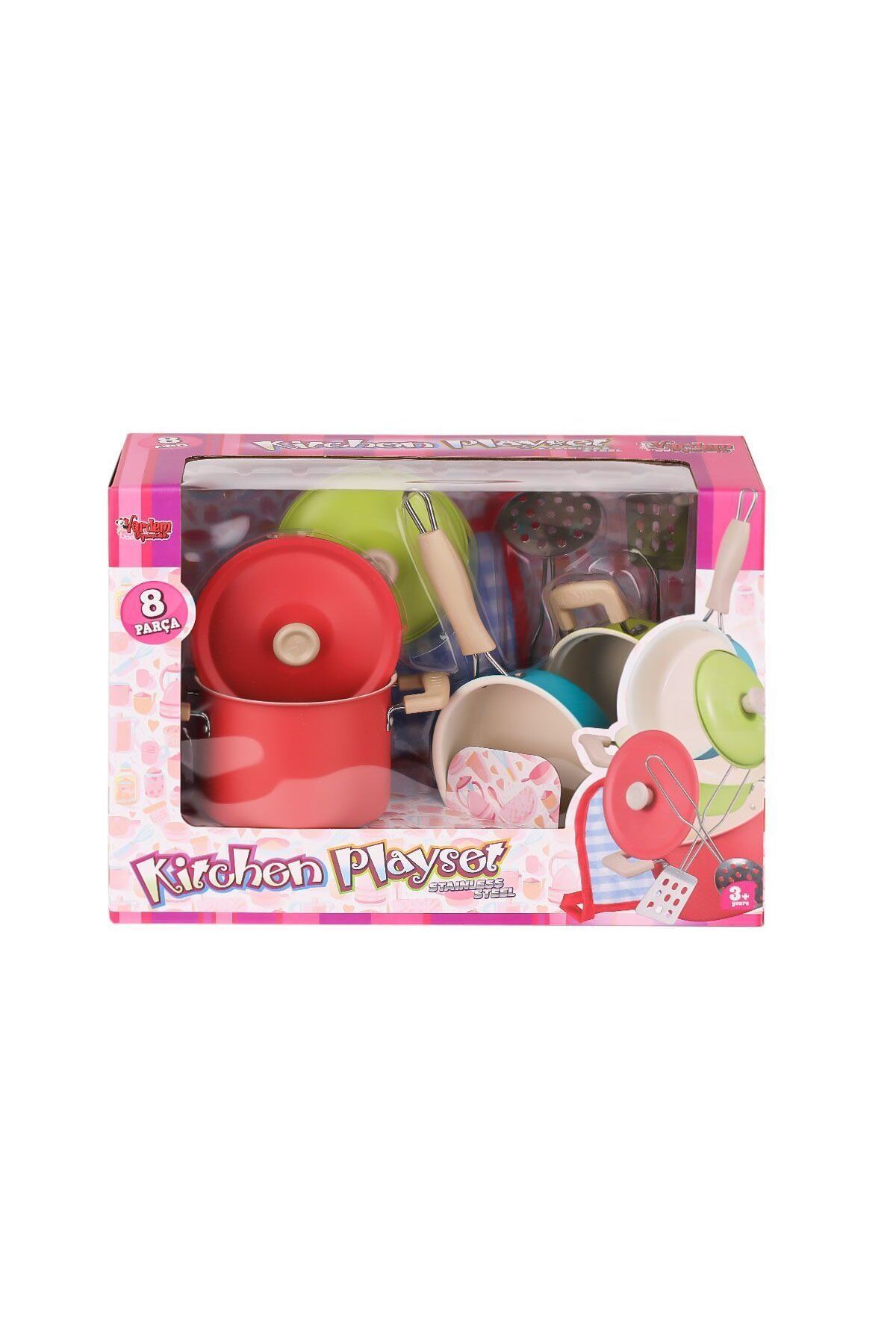 Easy Tedarik 1818-7A Emaye Tencere 8 Parça Pembe -Vardem Oyuncak