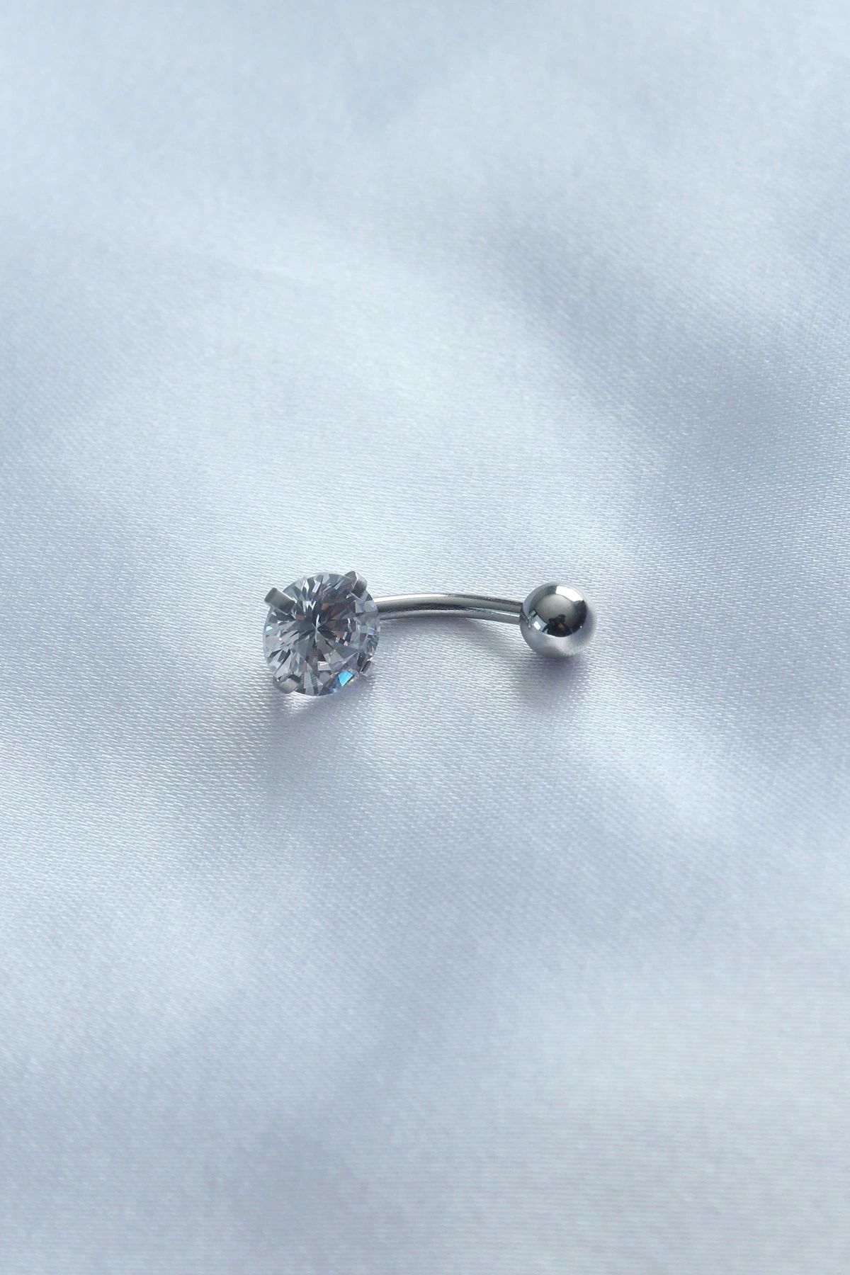 Clariss 316L Cerrahi Çelik Zirkon Taşlı Göbek Piercing