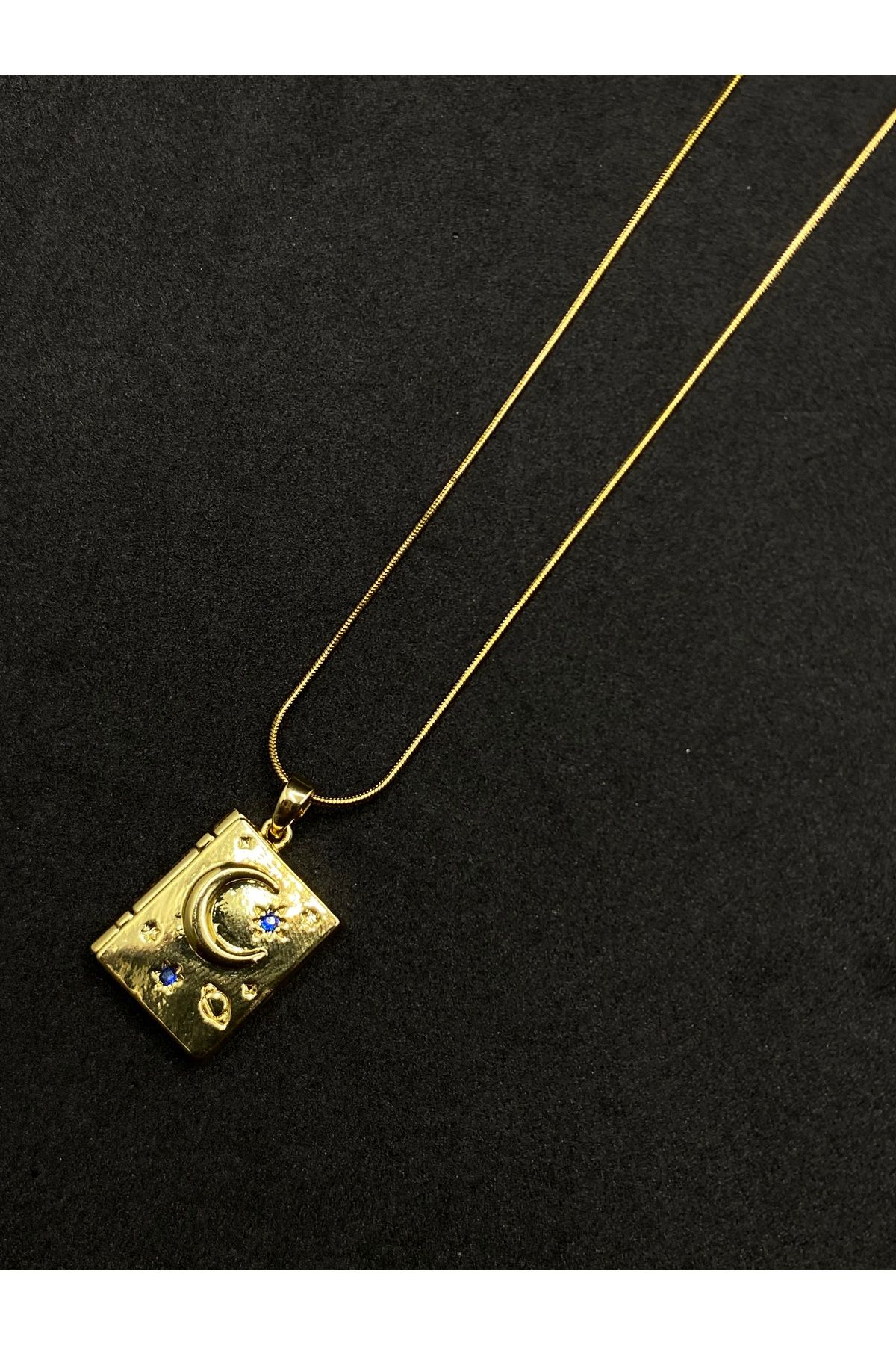 Jiji Jewelery You're My Soul Mate Kitap Yıldız Güneş Ay Açılıp Kapanabilir Altın Renk Paslanmaz Çelik Kolye