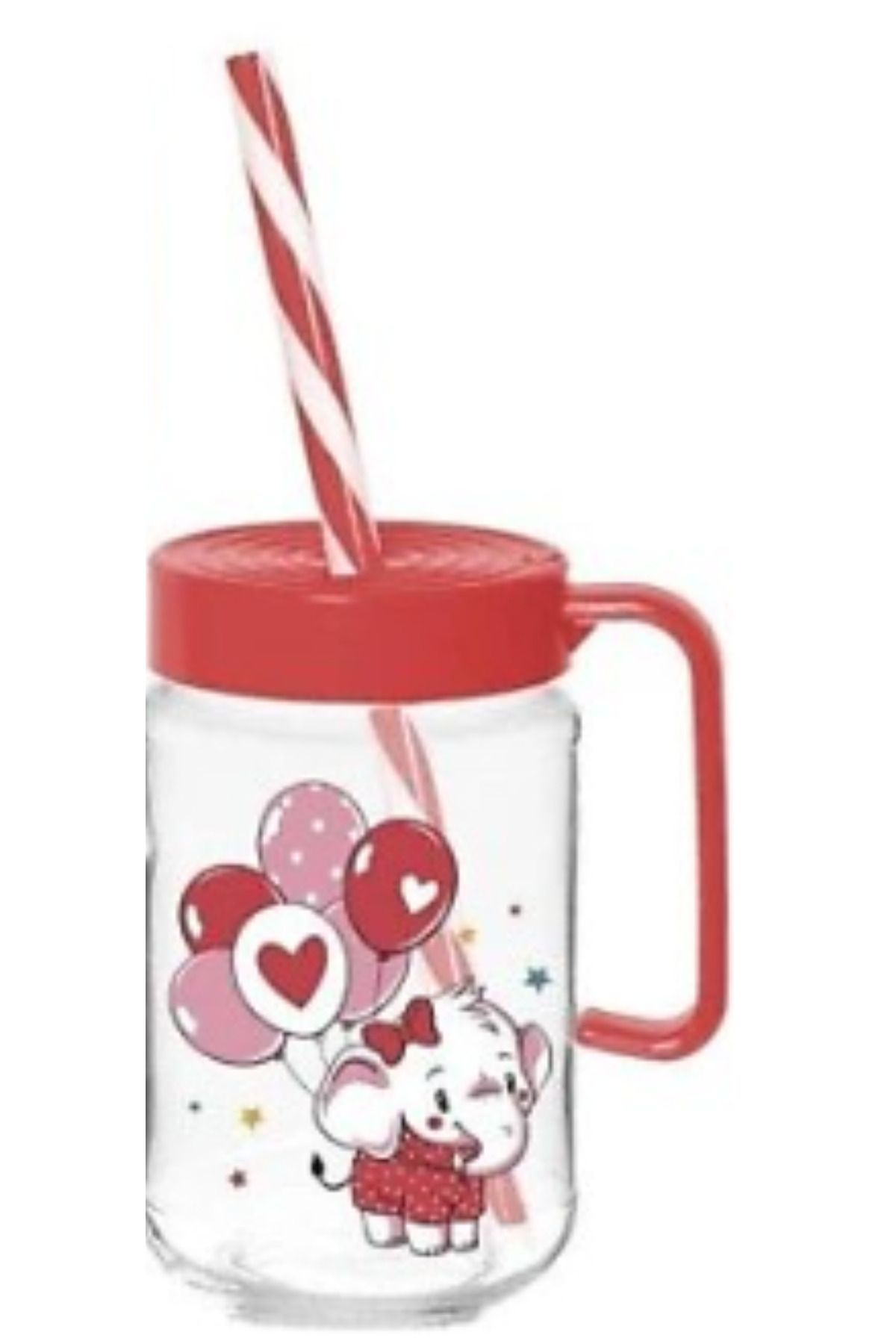 Herevin 370 Cc Fil Desenli Pipetli Kulplu Cam Bardak / BPA Free