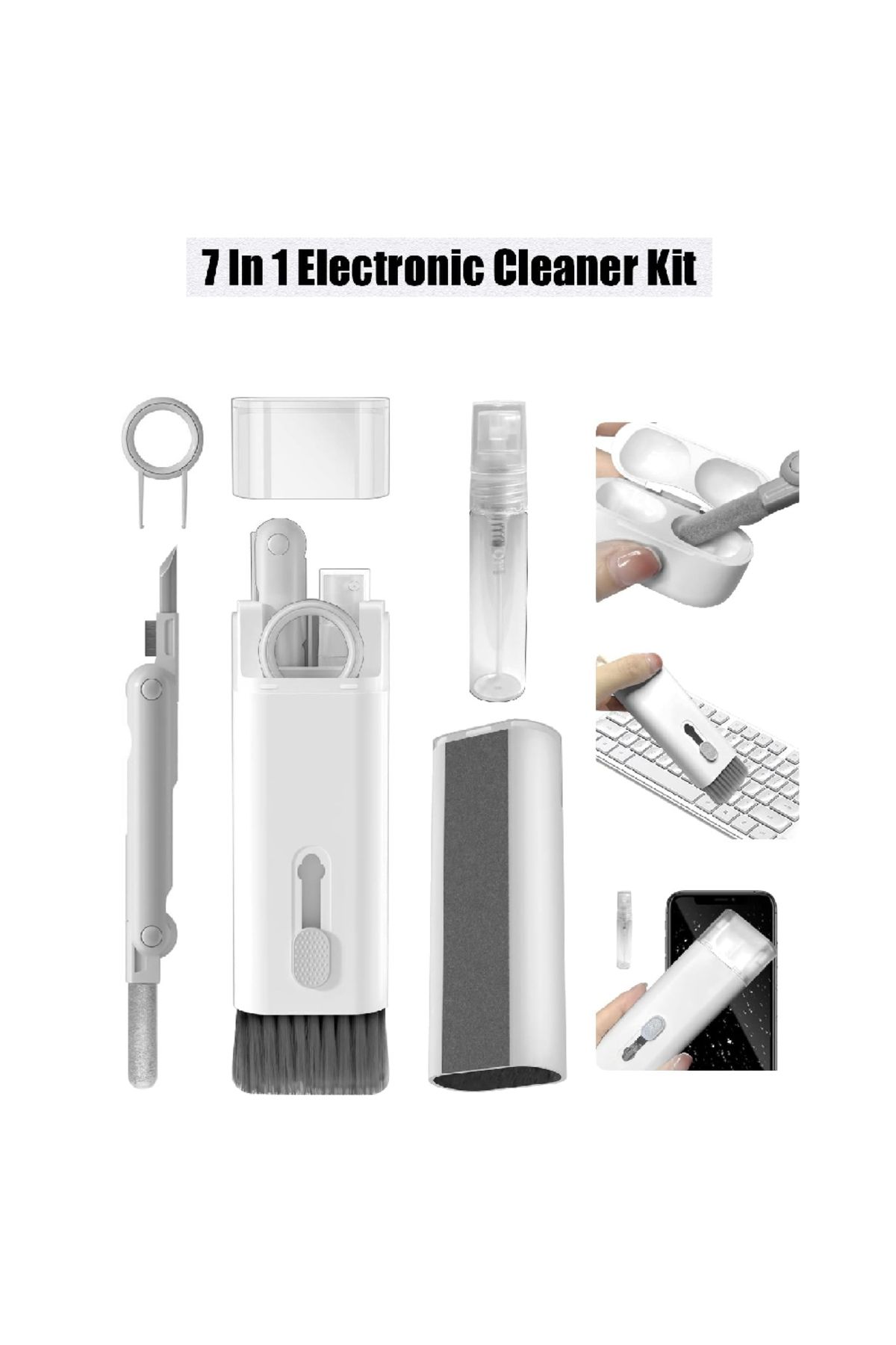 YIBAHOME 7in1 Bilgisayar, Laptop, Klavye, Telefon, Kulaklık Airpod Temizleyici Fırça Kit Temizleme Seti