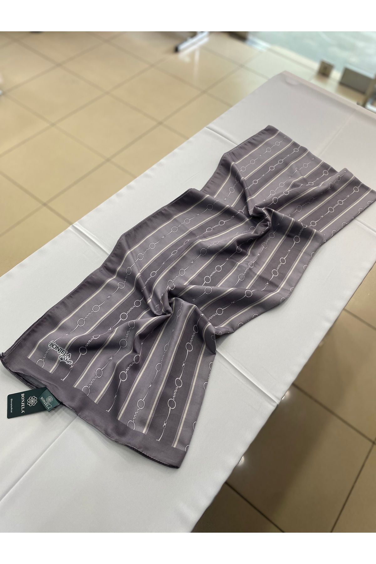 Bonjela Zincir Desen Pamuklu Soft Şal