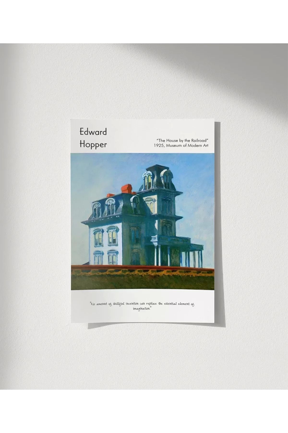 VOGLOO Çerçevesiz Poster Edward Hopper Demiryolunun Yanındaki Ev
