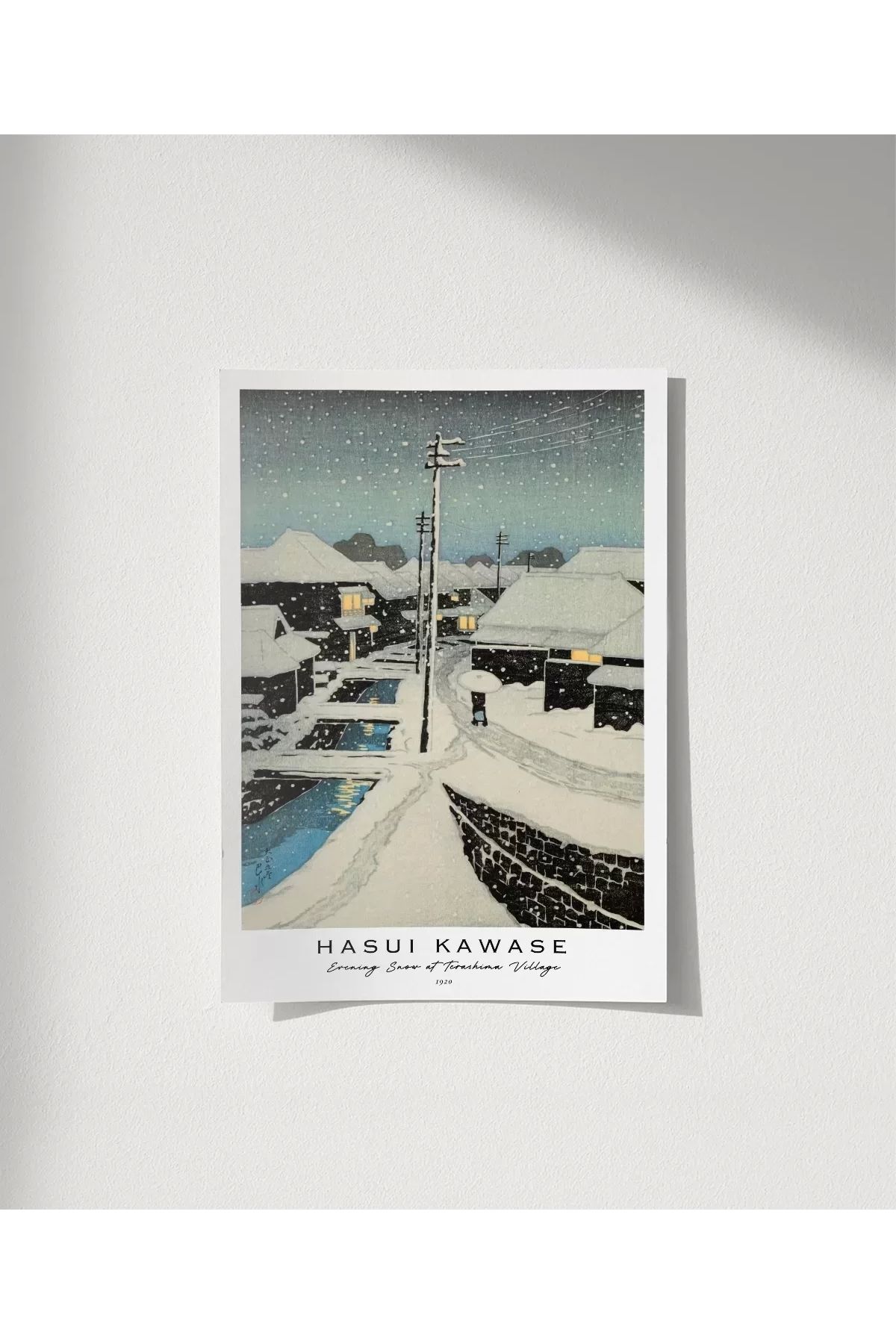 VOGLOO Çerçevesiz Poster Hasui Kawase Terashima Köyü'nde Akşam Karı
