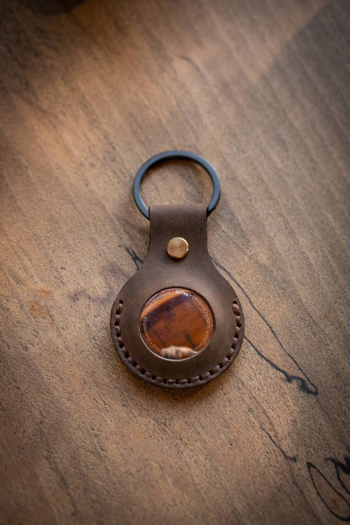 minimal X design-Pouch Keychain Chestnut - Real Leather Handmade - Minimalist Design 2
