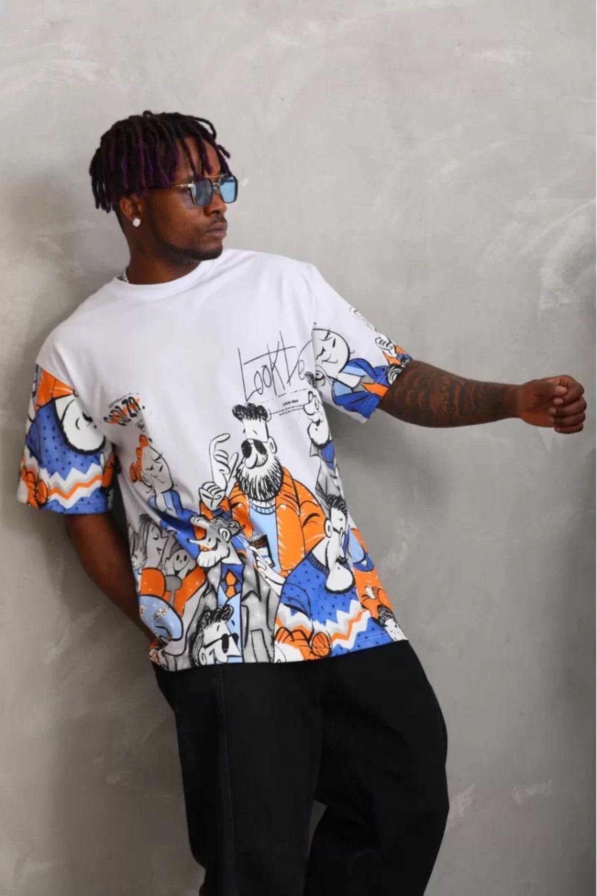 Flaubert /Unisex Oversize Baskılı Bisiklet Yaka T-Shirt