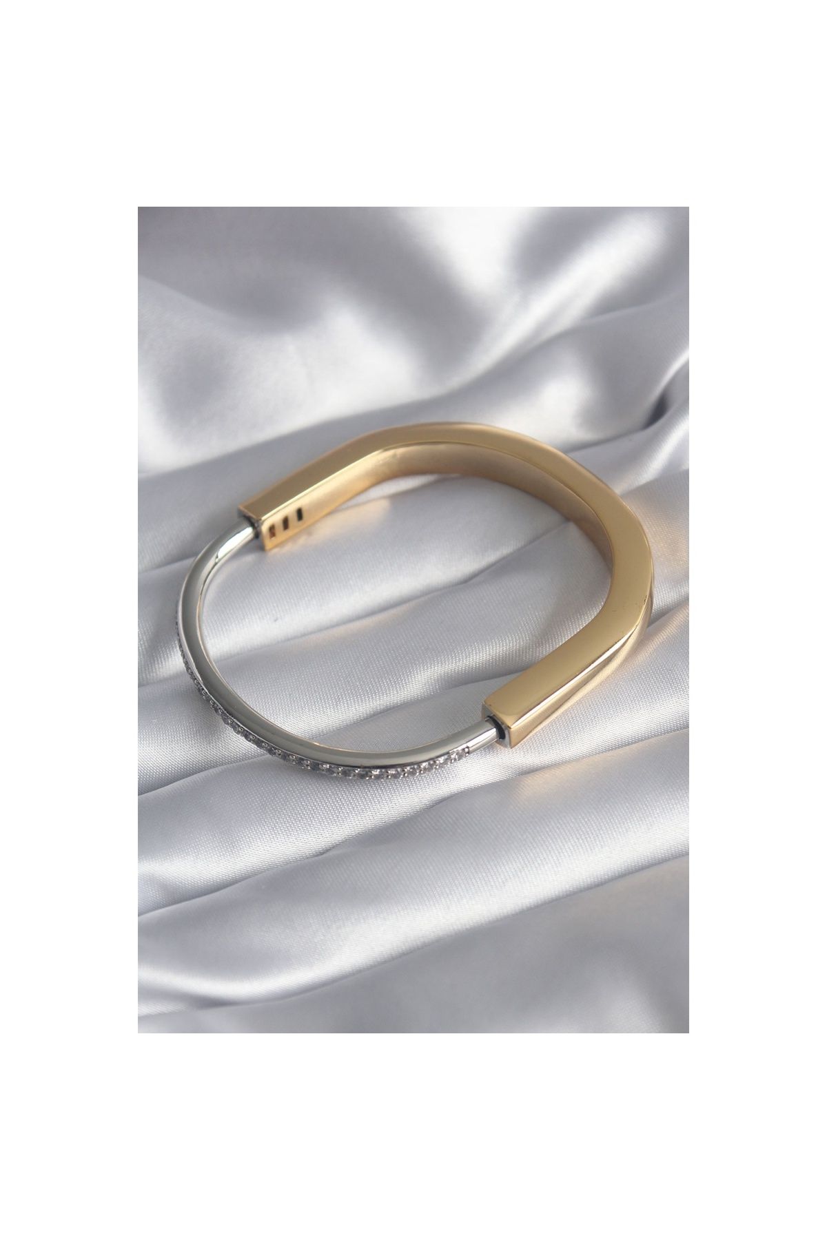 Ayder Timya 316l Çelik Gold Gümüş Renk Zirkon Taşlı Tiffany Vıp Seri Kadın Kelepçe - Tj-bb5841