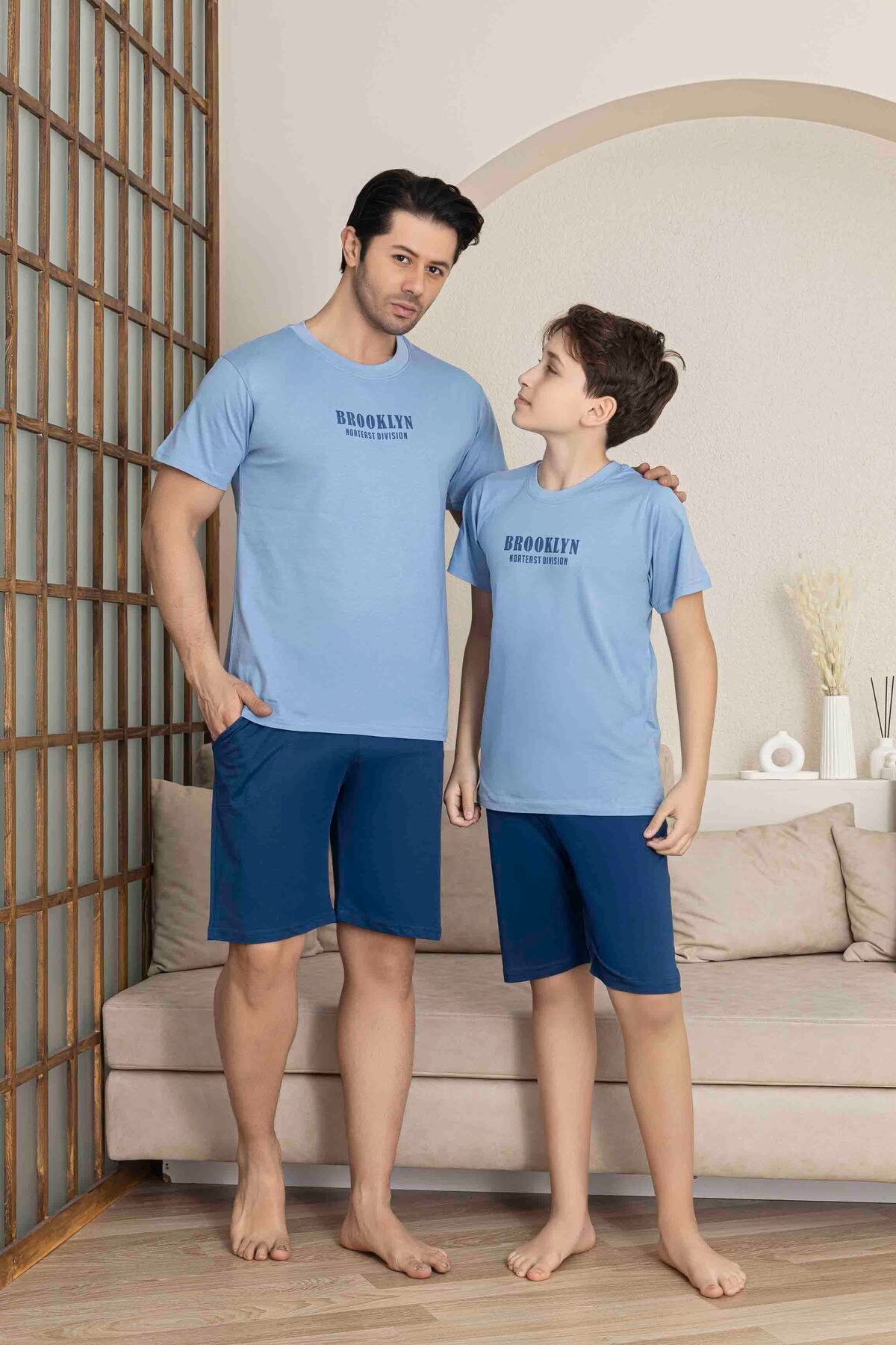 Tarık BABA OĞUL KOMBİN ALK ÜST KISA KOLLU BERMUDA BOY ŞORTLU BİSİKLET YAKA PİJAMA TAKIMI-4009