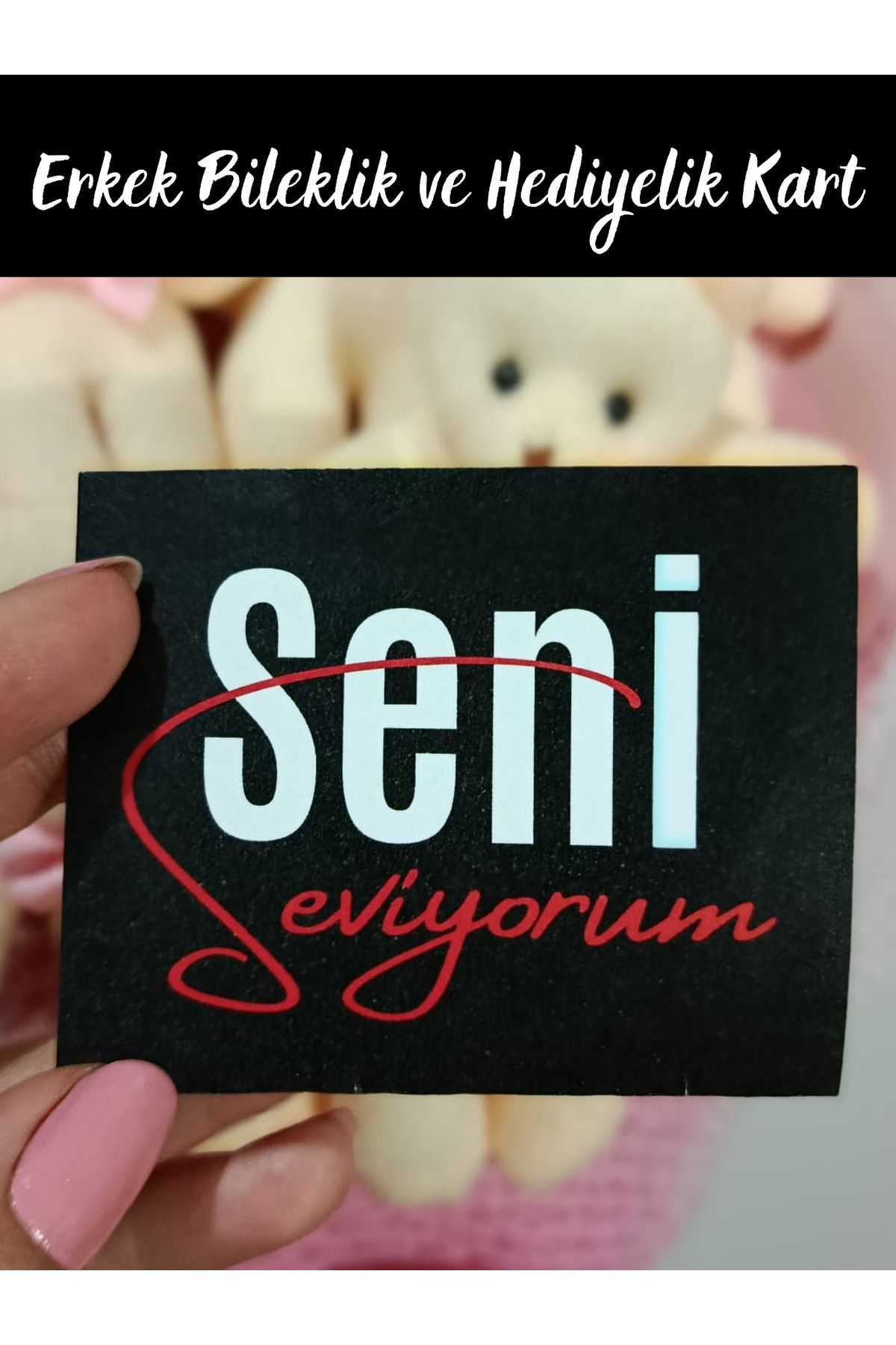 ALLEGORYA İnce Burgulu Erkek Bileklik Gümüş Renk ve Kollarını Açan Hediyelik Kart