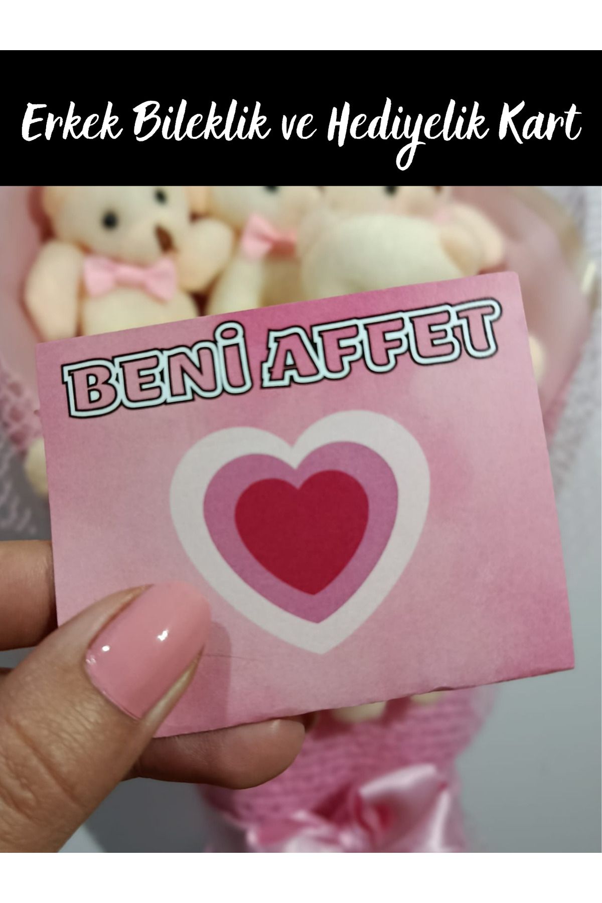ALLEGORYA İnce Burgulu Erkek Bileklik Gümüş Renk ve Kollarını Açan Hediyelik Kart