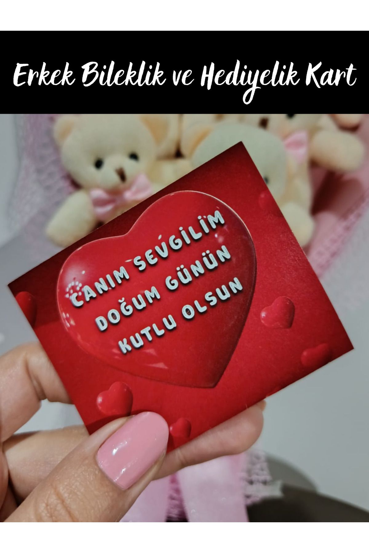 ALLEGORYA İnce Burgulu Erkek Bileklik Gümüş Renk ve Kollarını Açan Hediyelik Kart