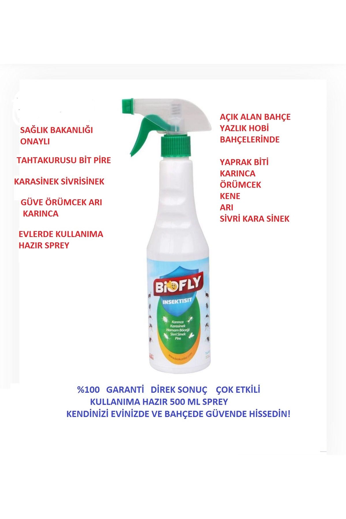 ARTI İLAÇLAMA Tahtakurusu Bit Güve KesinSonuç Yaprak Biti Ev Bahçe 500ml Sprey