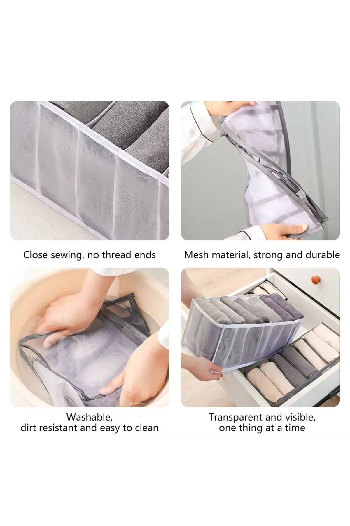 Choice-S Gray 1pc Closet Organizer For Socks Separated Underwear Storage Box Jeans Bra Foldable 4