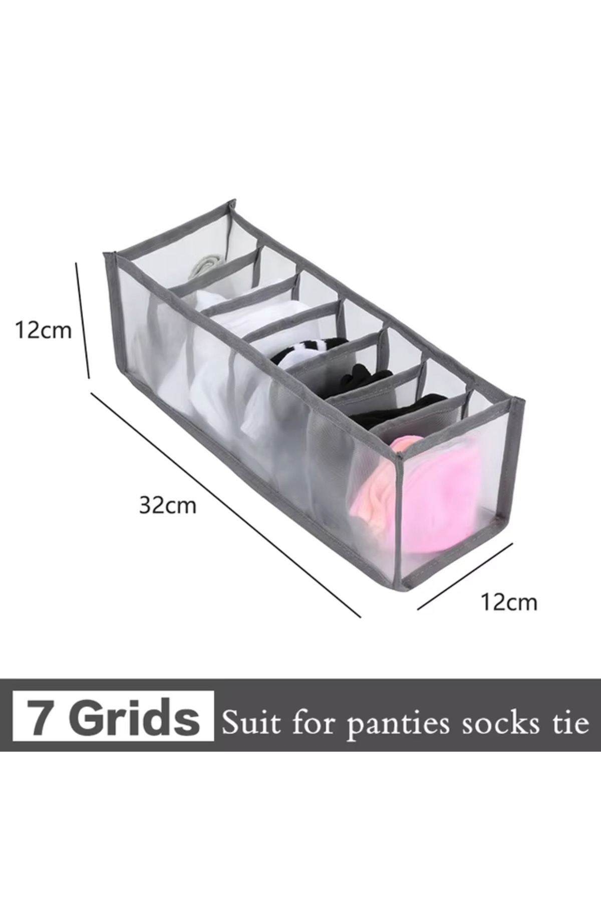 Choice-S Gray 1pc Closet Organizer For Socks Separated Underwear Storage Box Jeans Bra Foldable 1