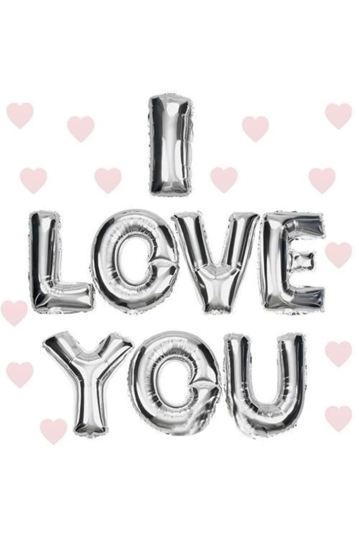 PRATİKOBA I Love You Folyo Balon Gümüş Renk 35 Cm