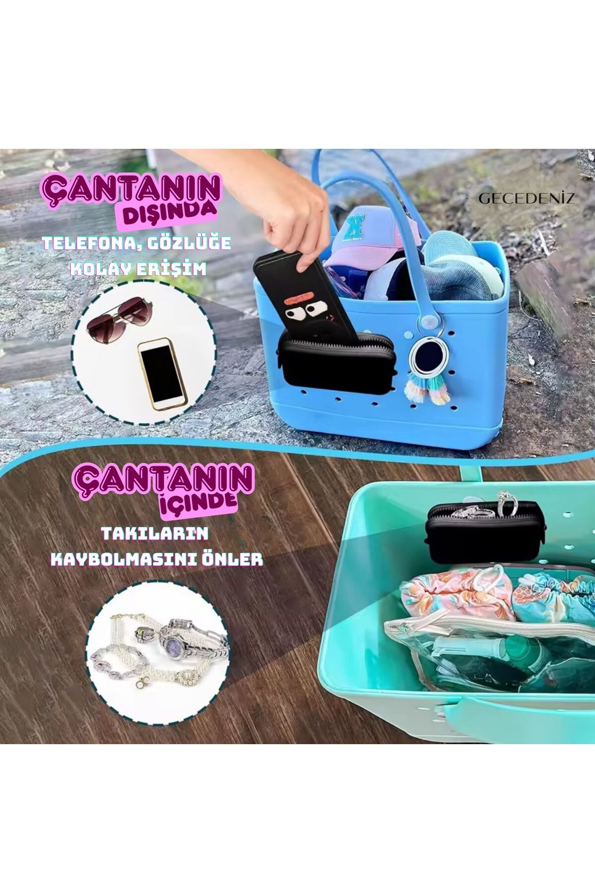 کیف پول مردانه و زنانه لوازم جانبی ضد آب BOGG EVA SILICONE BEACH BAG سیاه GECEDENİZ