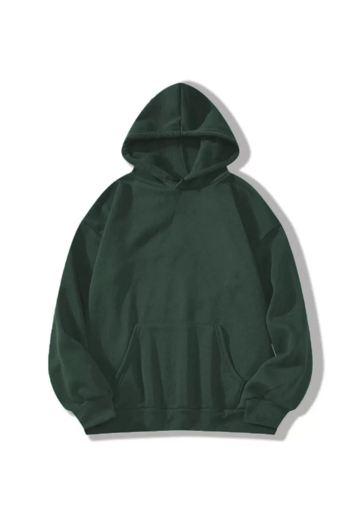 luz&pos Erkek Düz Kapüşonlu Sweat - Koyu Yeşil