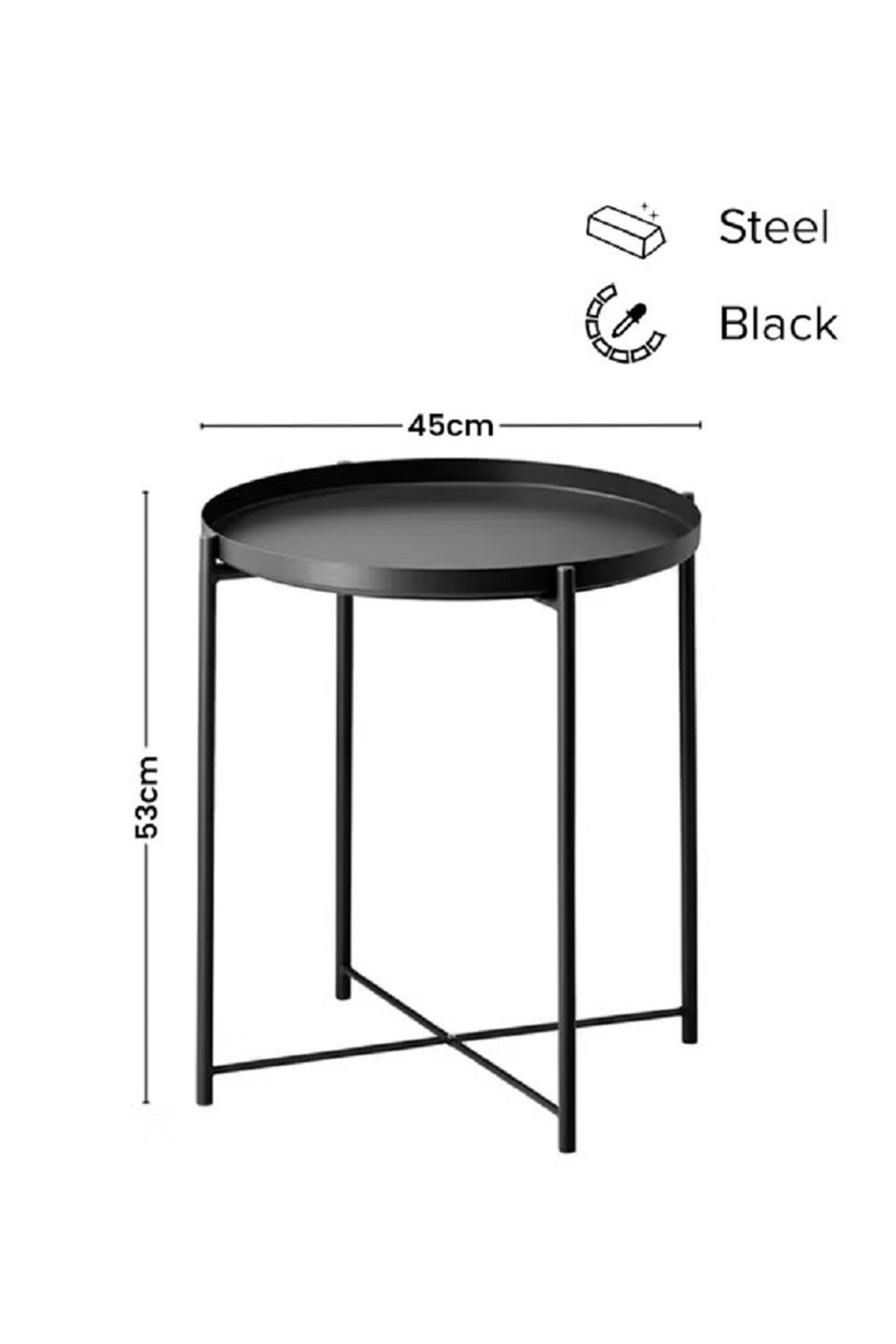 طاولة فولاذية مستديرة باللون الأسود
