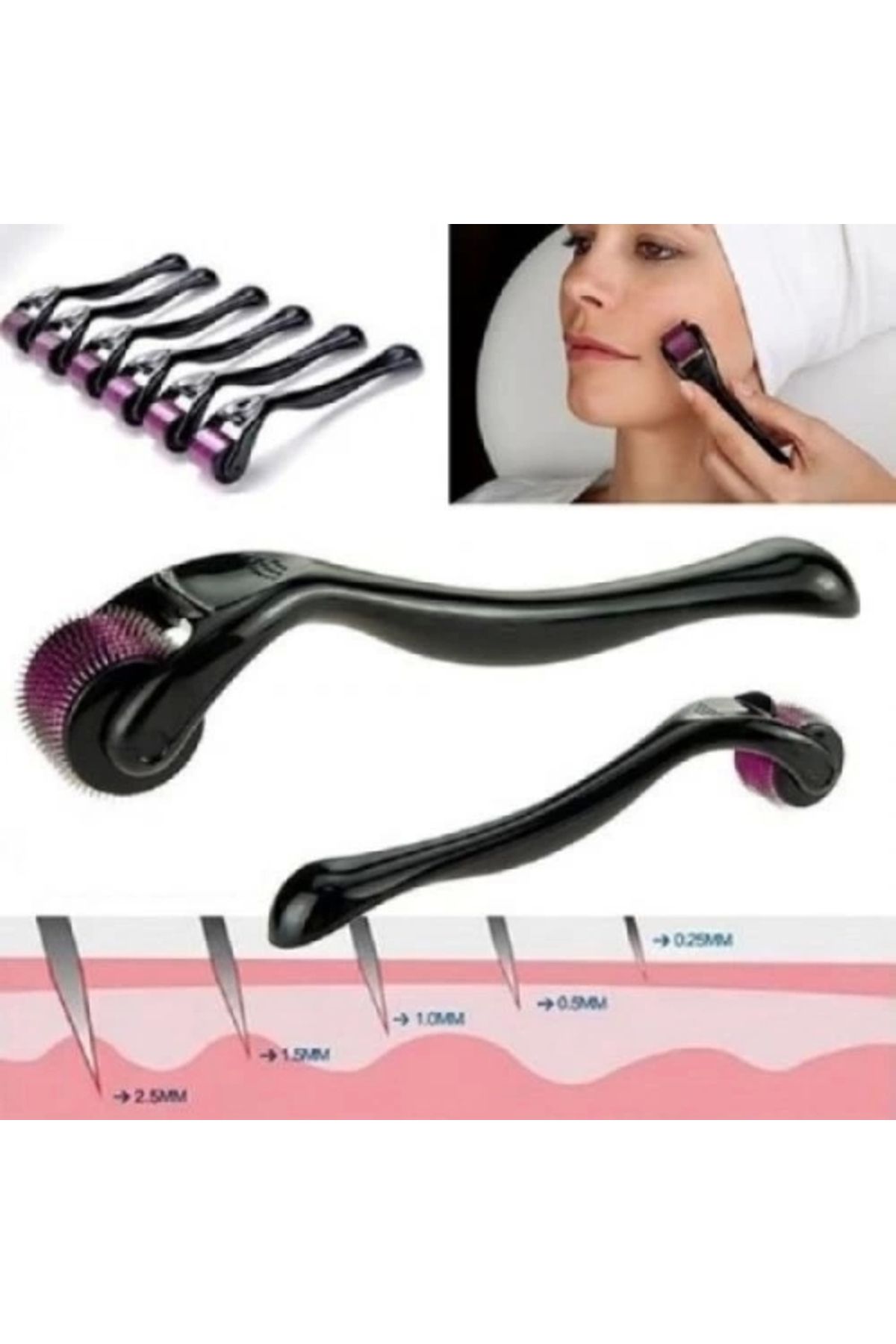 PRATİKOBA Derma Roller Titanyum Cilt Bakım Aleti 1.00 mm.