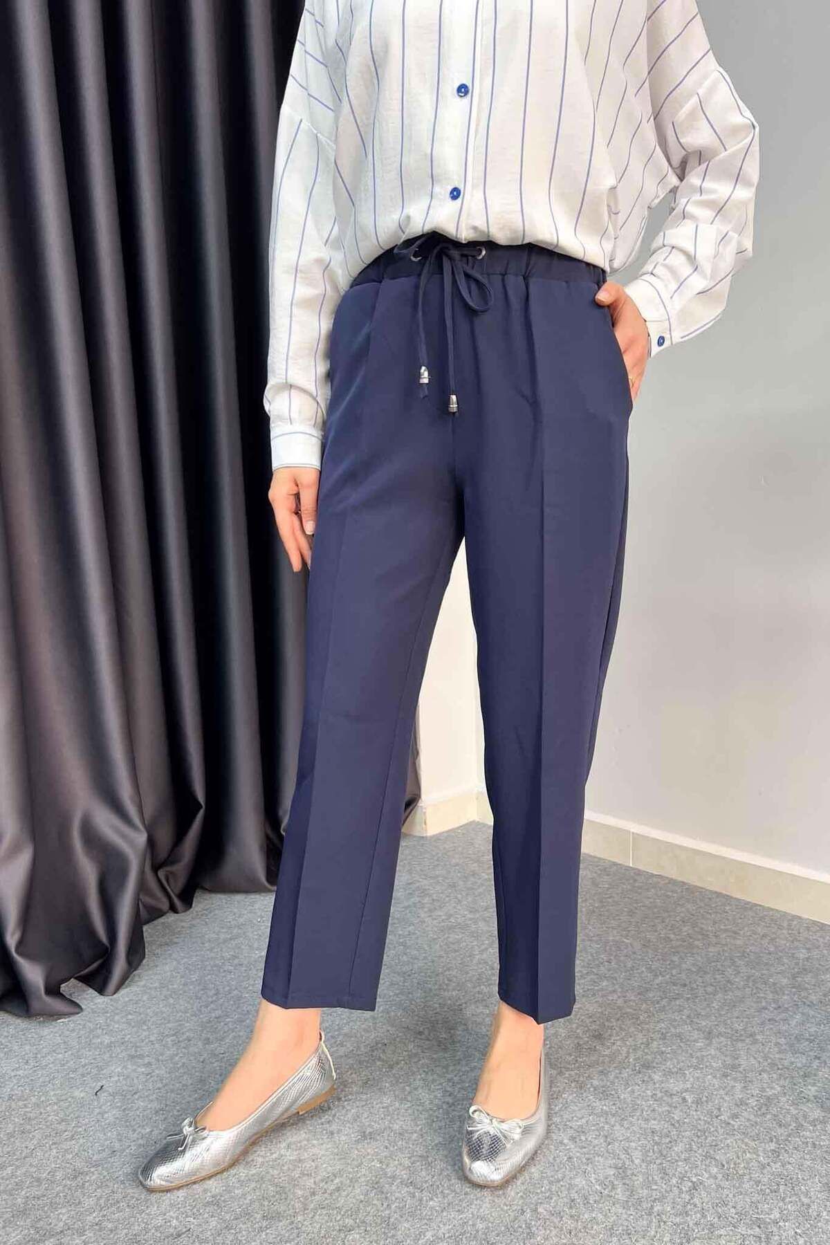 Rimel Moda Kalem Lacivert Pantolon