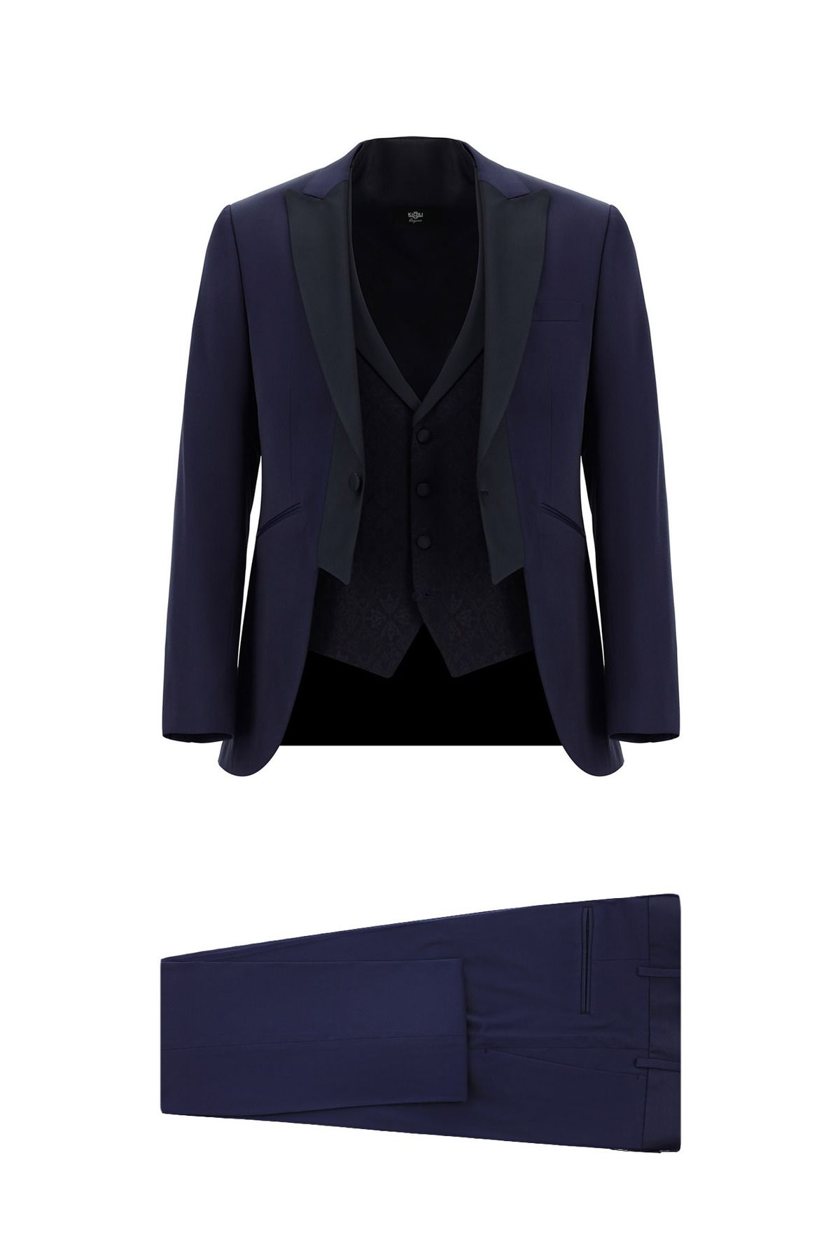 Kiğılı Slim Fit Dar Kesim Mono Yaka Yelekli Smokin & Damatlık