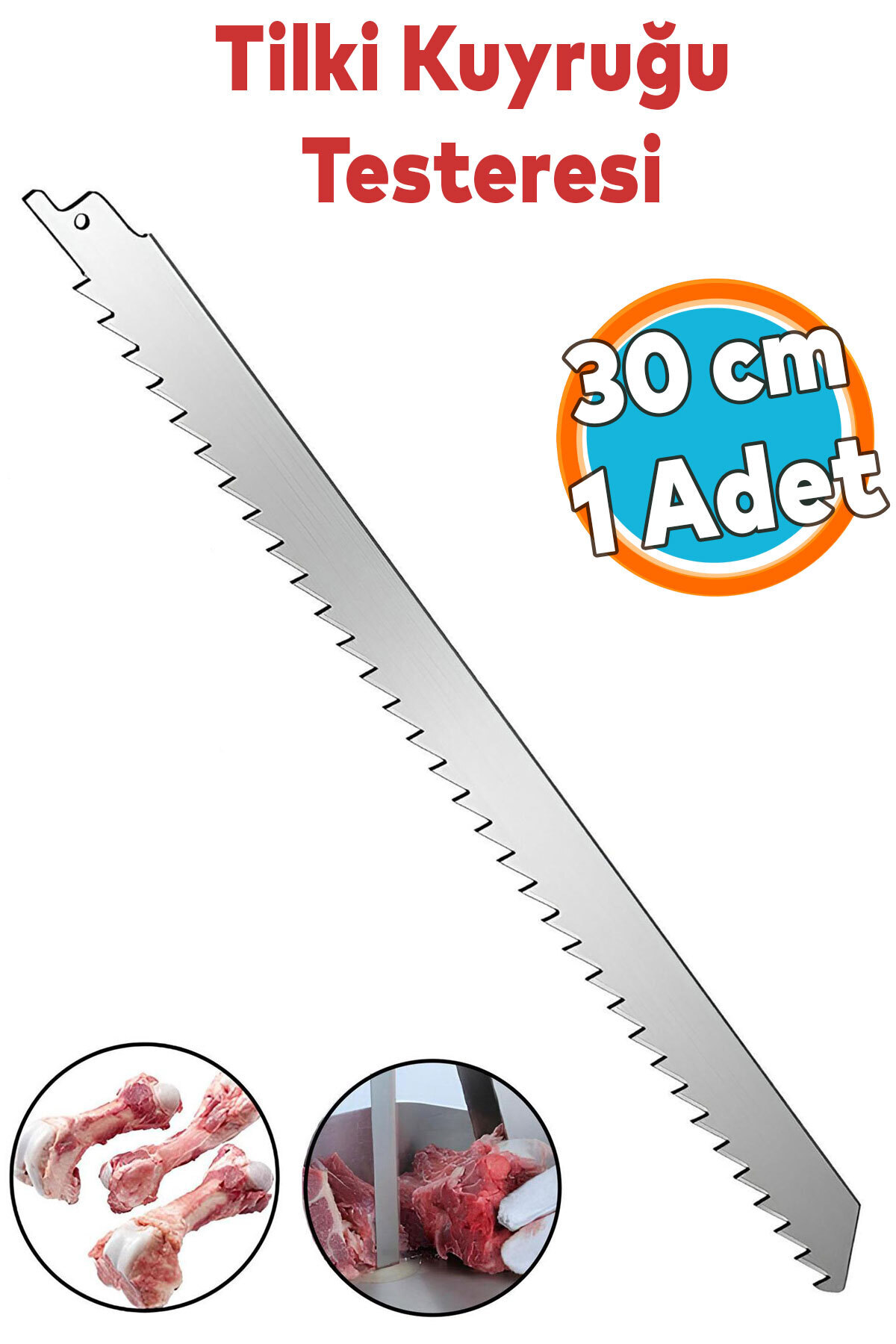 NZB Tilki Kuyruğu Kemik Kesme Testeresi Et Paslanmaz Çelik Bıçak Buz Kesme Bıçağı Ağzı Ucu 30 cm