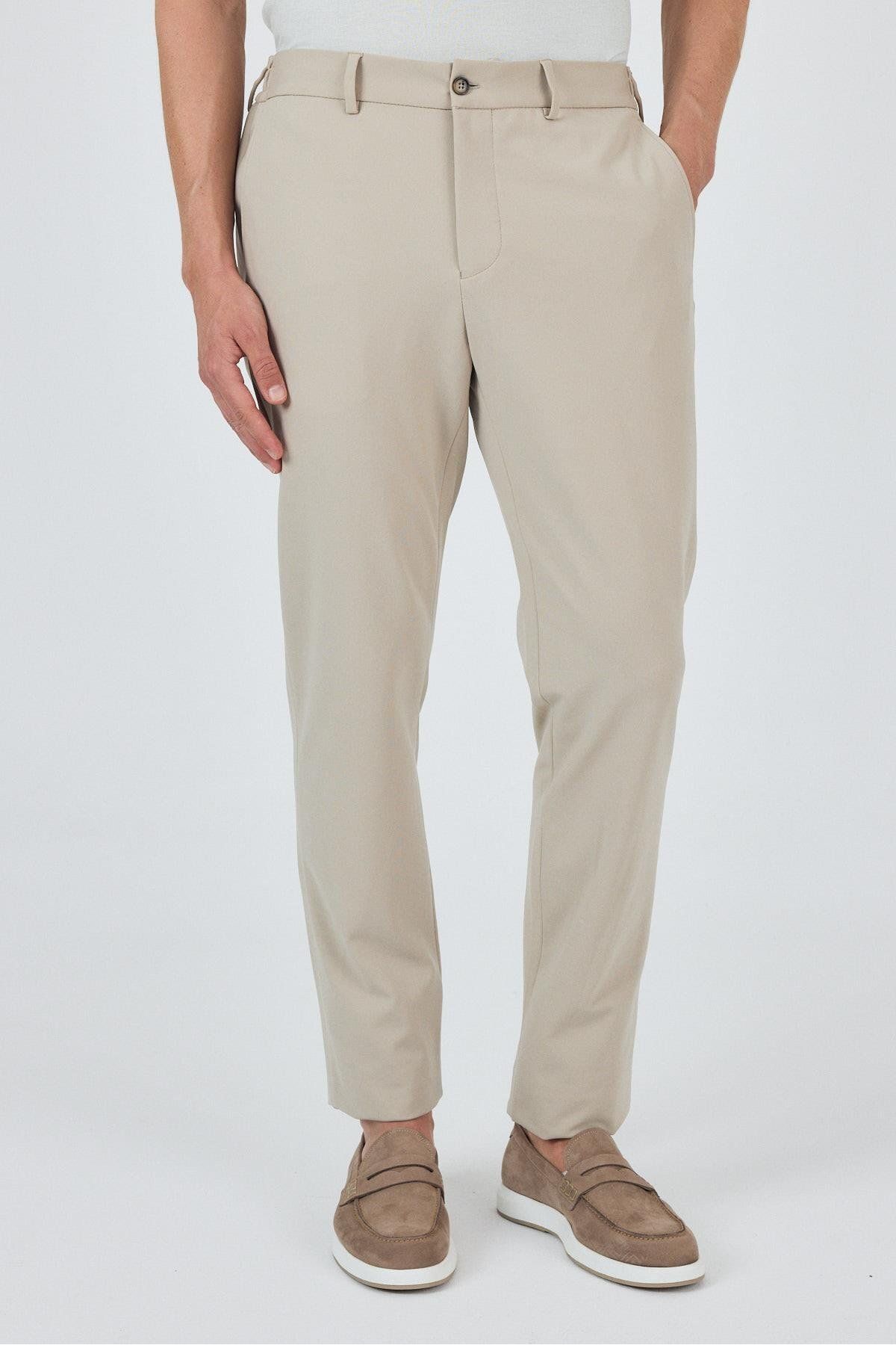 İmza Bej Esnek Yandan Cepli Casual Slim Fit Jogger Pantolon 1003250162