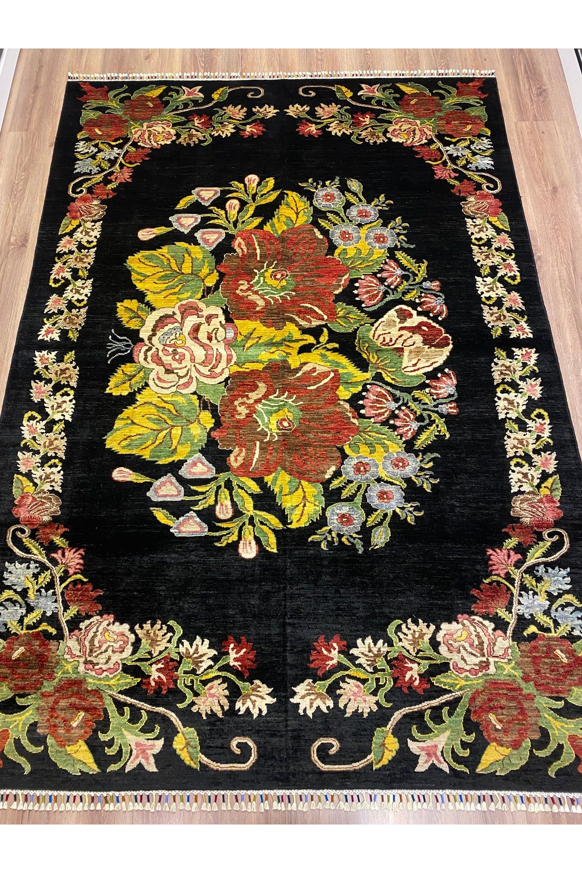fethiyehalıkilim El Dokuma Afgan Karabağ Halısı –%100 Yün %100 El Dokuma Naturel Dekoratif Halı El İşi Özgün Tasarım