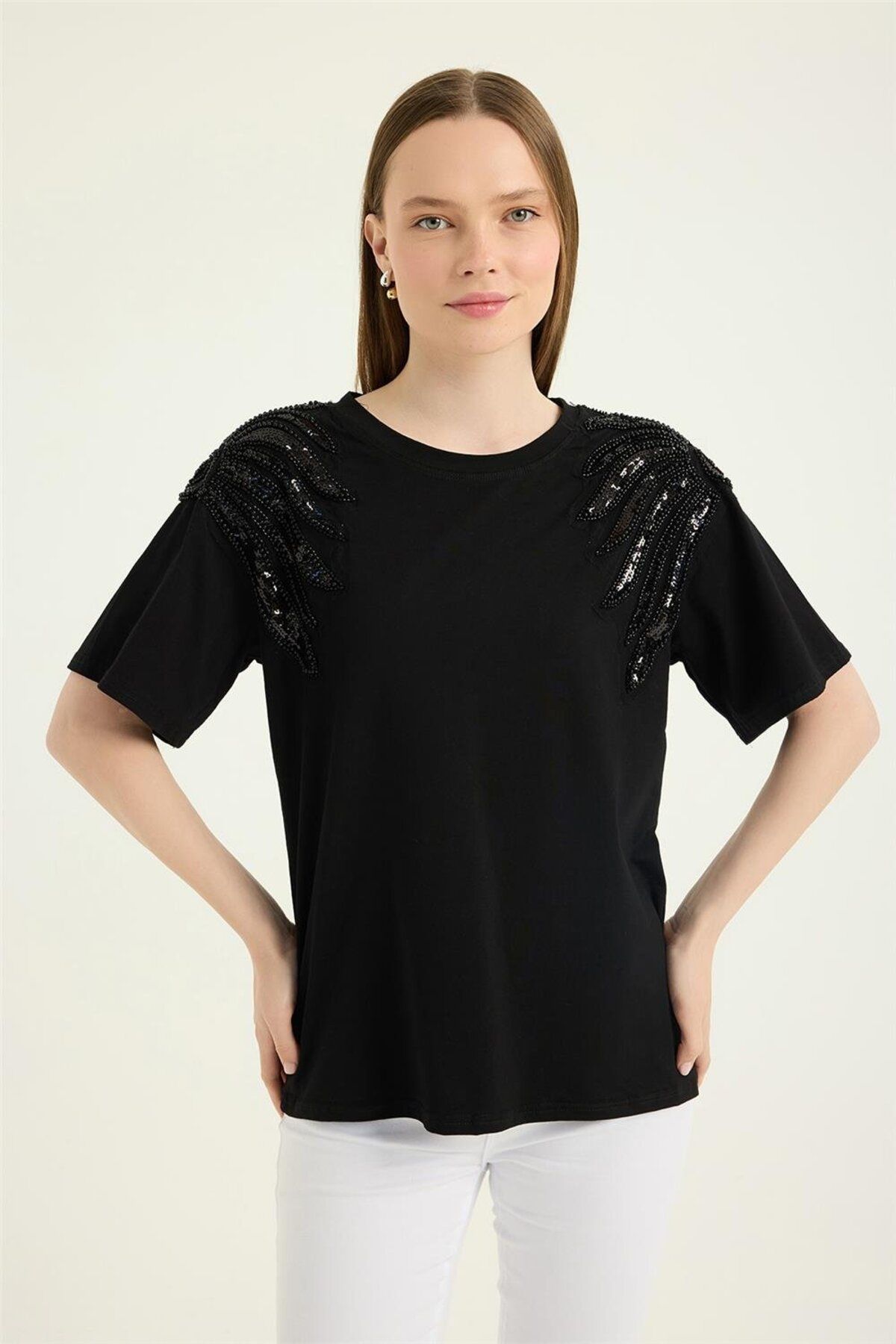 HomeStore Taşlı Payetli Tshirt
