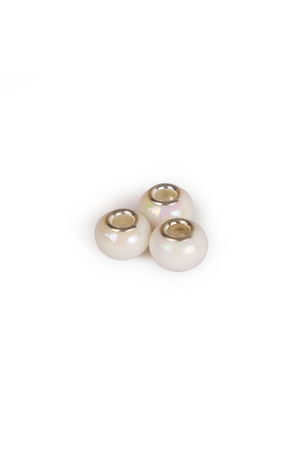 Prestij Boncuk Beyaz Boncuklu Charm 12 mm 3 Adet