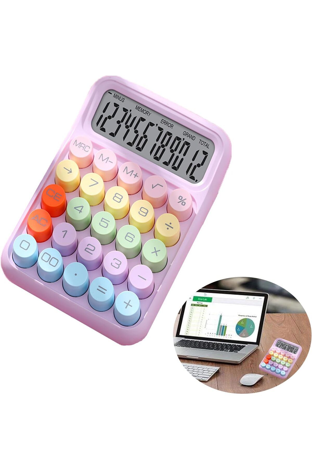 Piano 12 Hane Renkli Hesap Makinesi 0000950 (Karışık Renk 1 Adet)