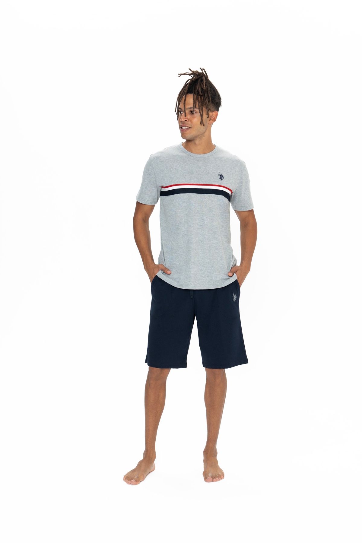 U.S. Polo Assn. U.S. Polo Assn. Erkek Şortlu Bisiklet Yaka Pijama Takımı - TLAYE18Q86W9C